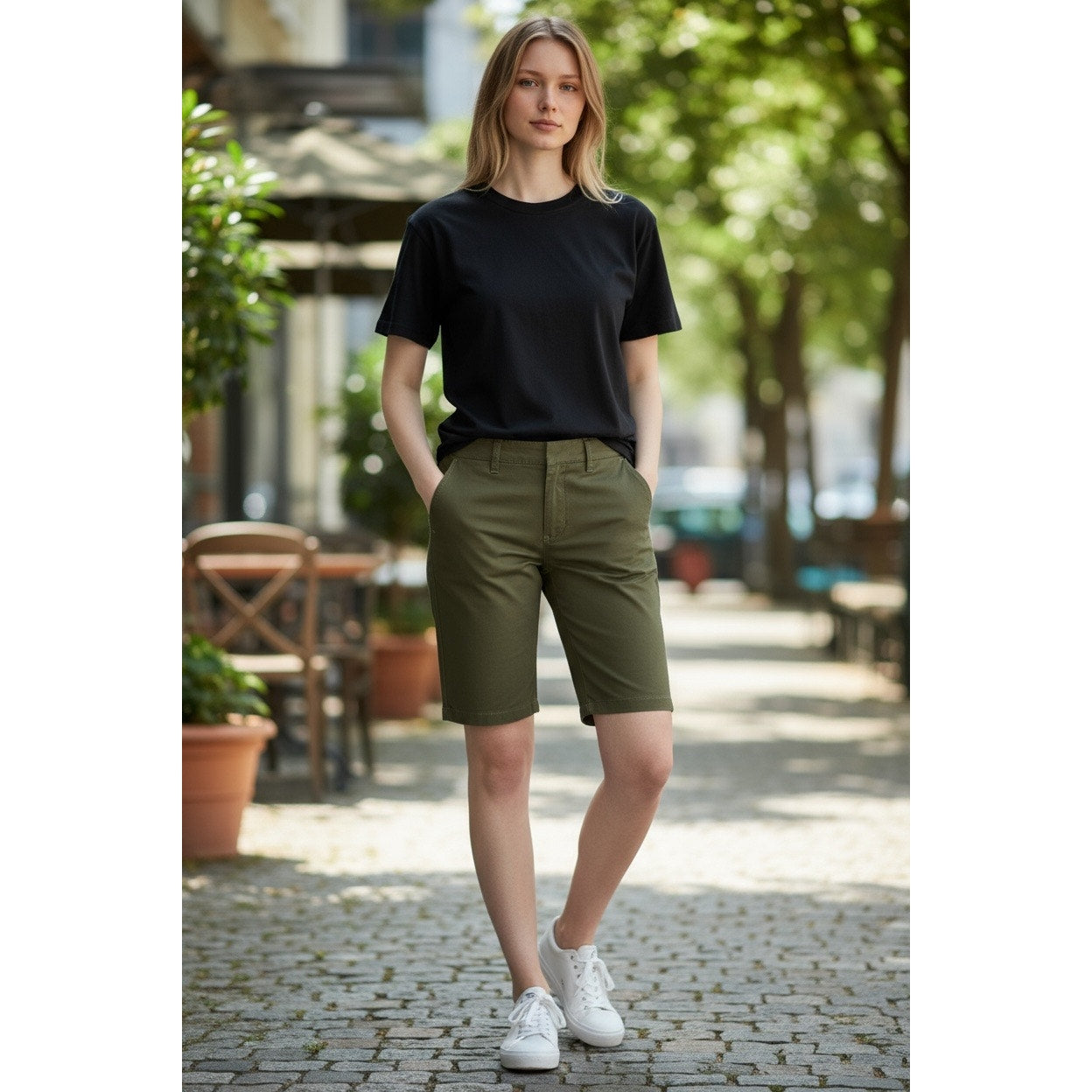 Red Star Olive Green Chino Shorts – Size 6 / 28 | NEW