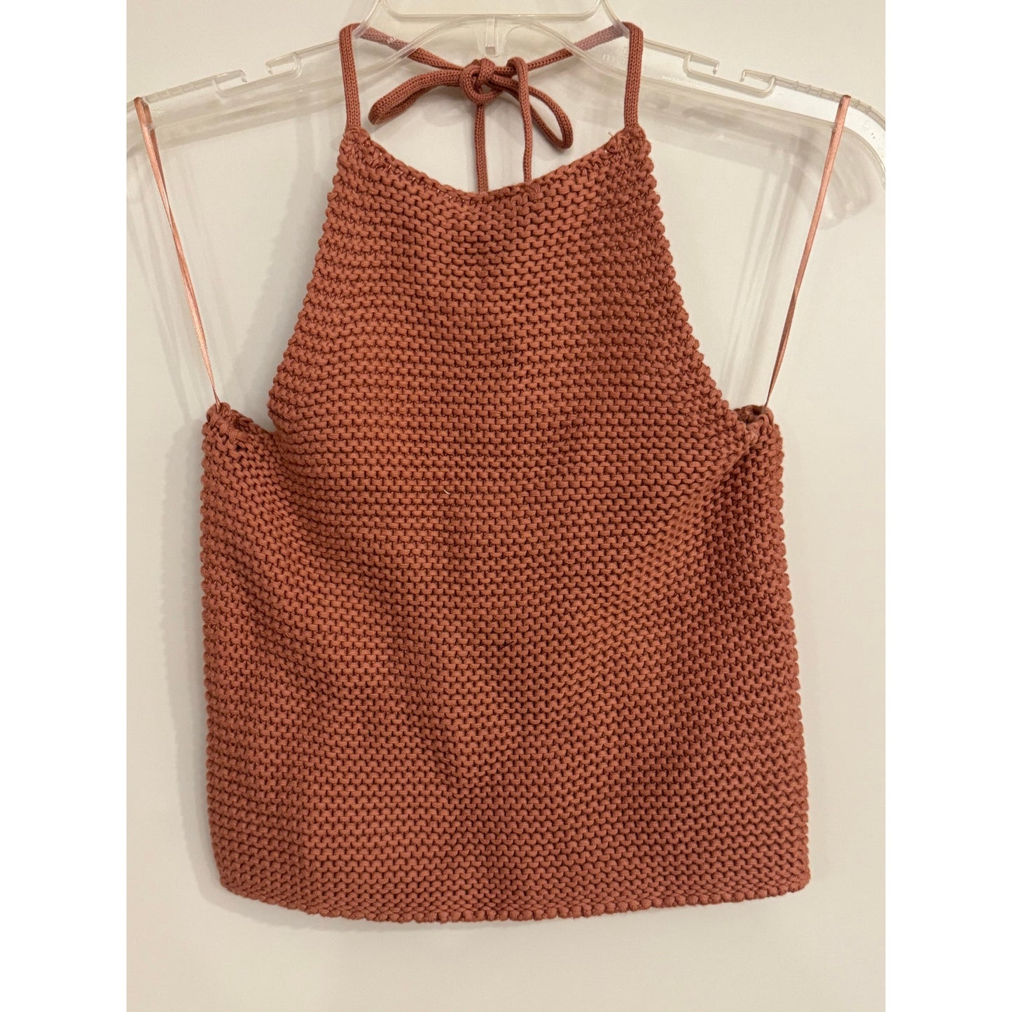 525 Born in BKLYN Terracotta Knit Halter Top XS NWT