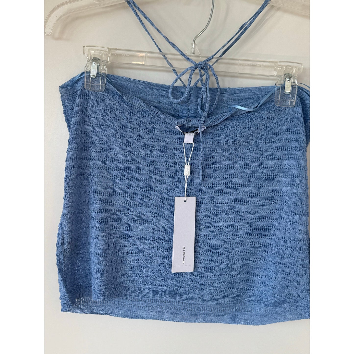 525 America Waterfall Blue Knit Halter Tank Top | Size Small NWT