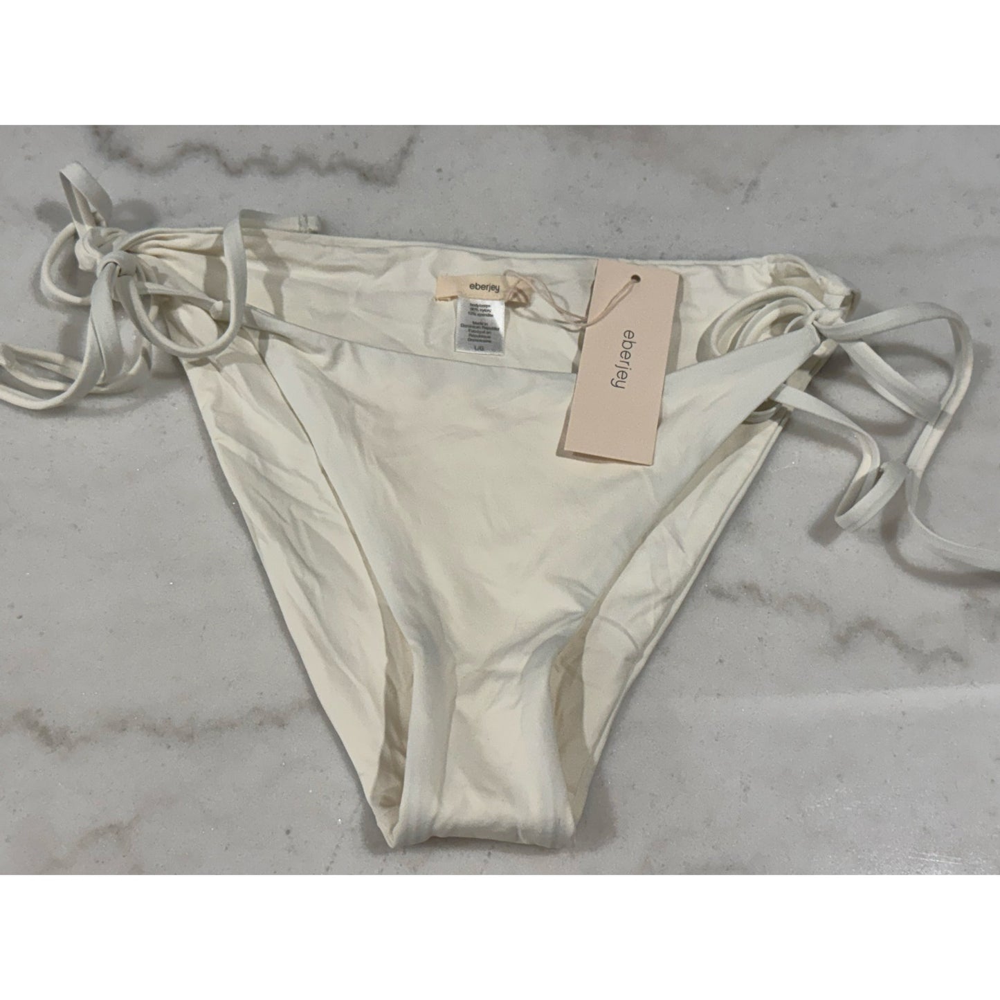 Eberjey So Solid Moderate Bikini Bottom – Ecru – Size Large NWT