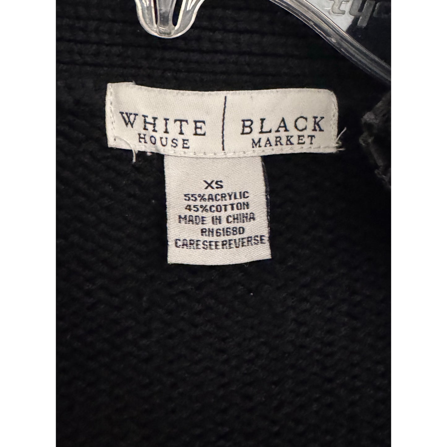 White House Black Market Black Knit Zip Sweater | X-Small | Asymmetrical Zip