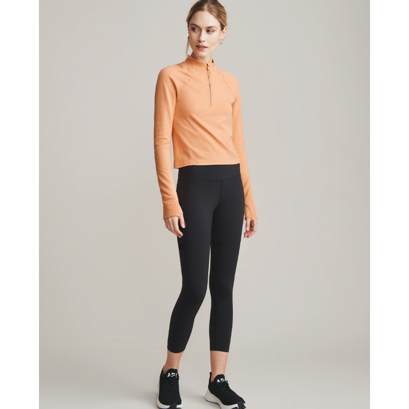 Rhone Breakaway Seamless 1/4 Zip Orange Haze NEW Size Large Cropped Athletic Top