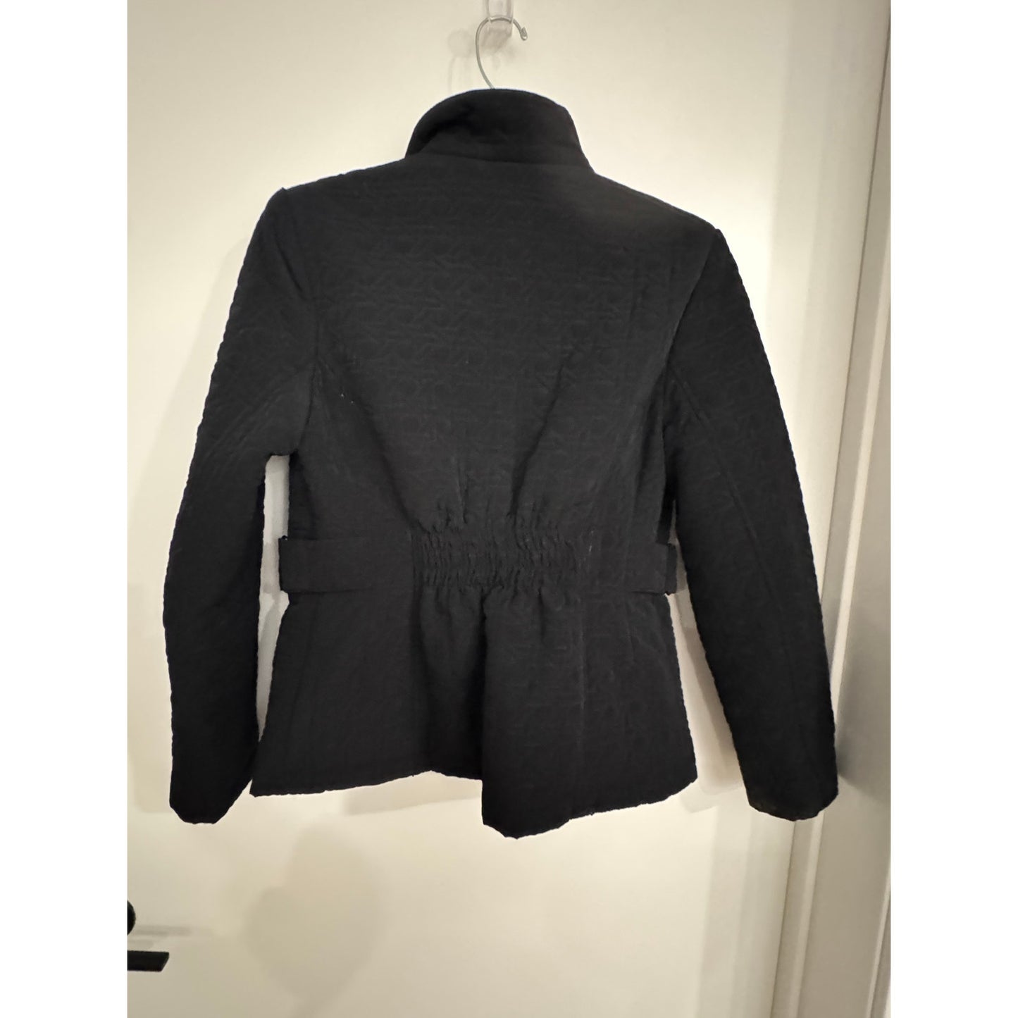 Gallery Petite Black Quilted Jacket Small Zip Front Structured Workwear Coat
