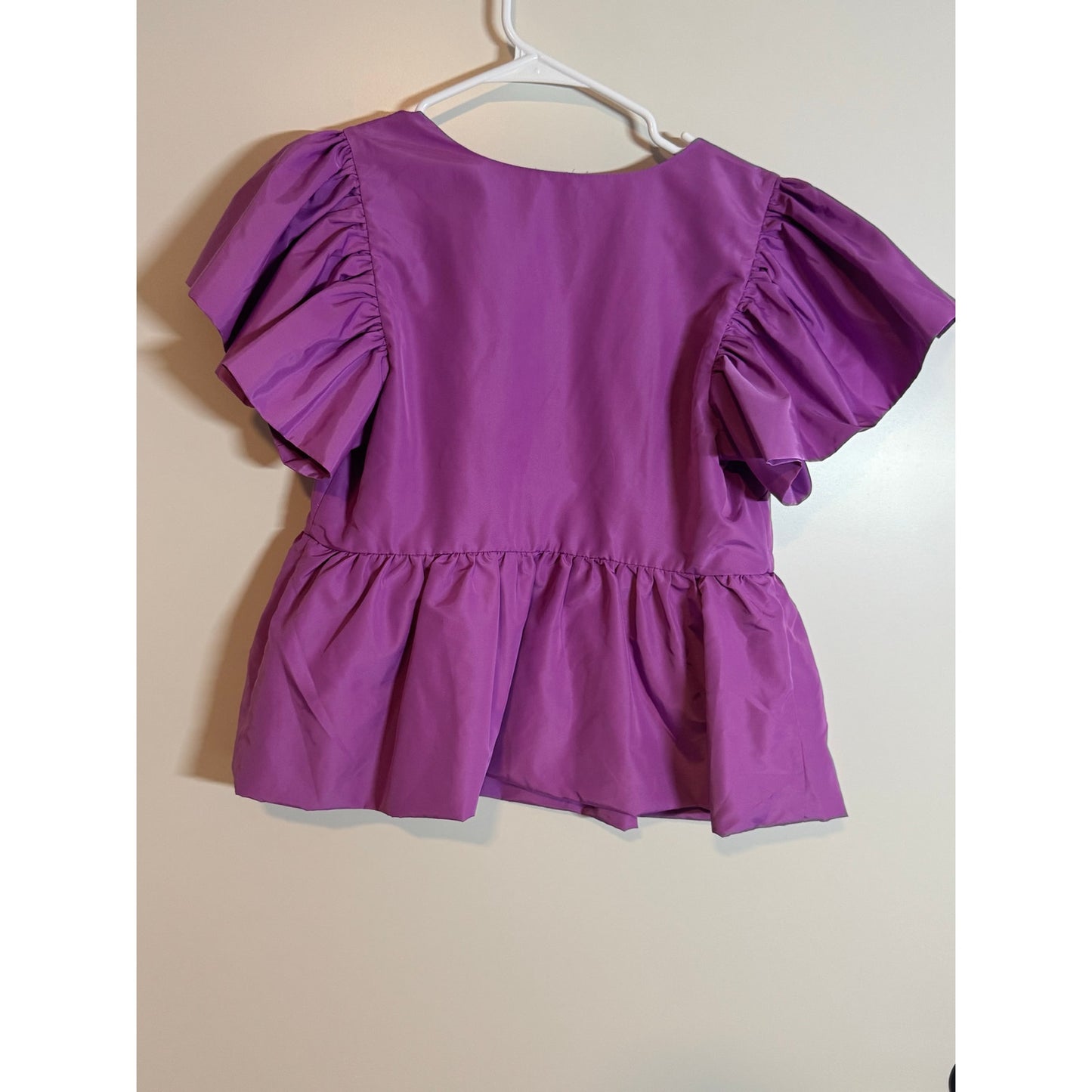 Express Purple Ruffle Sleeve Peplum Top – Size S