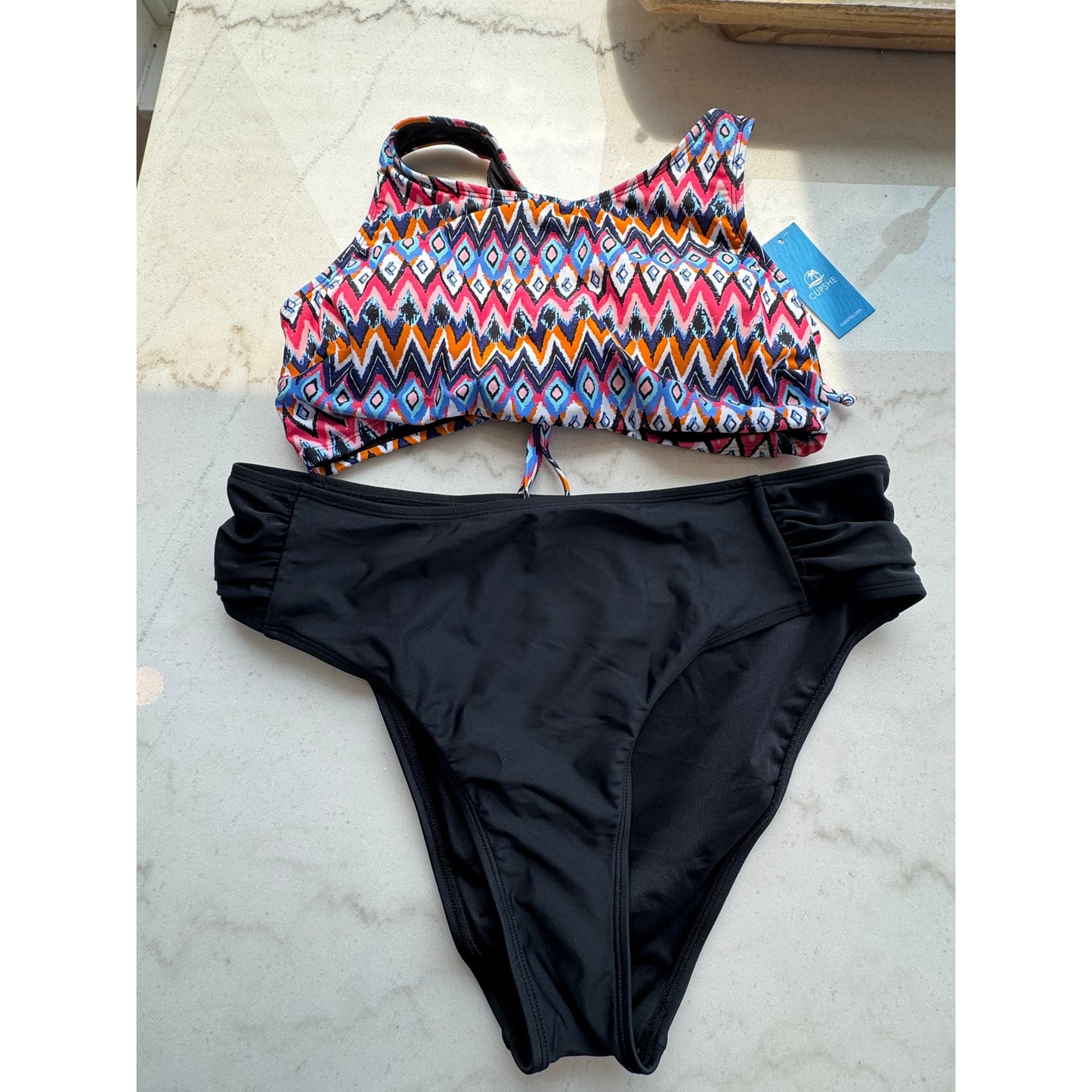 Cupshe Geo Print Racerback Bikini Set – Size Large, NWT
