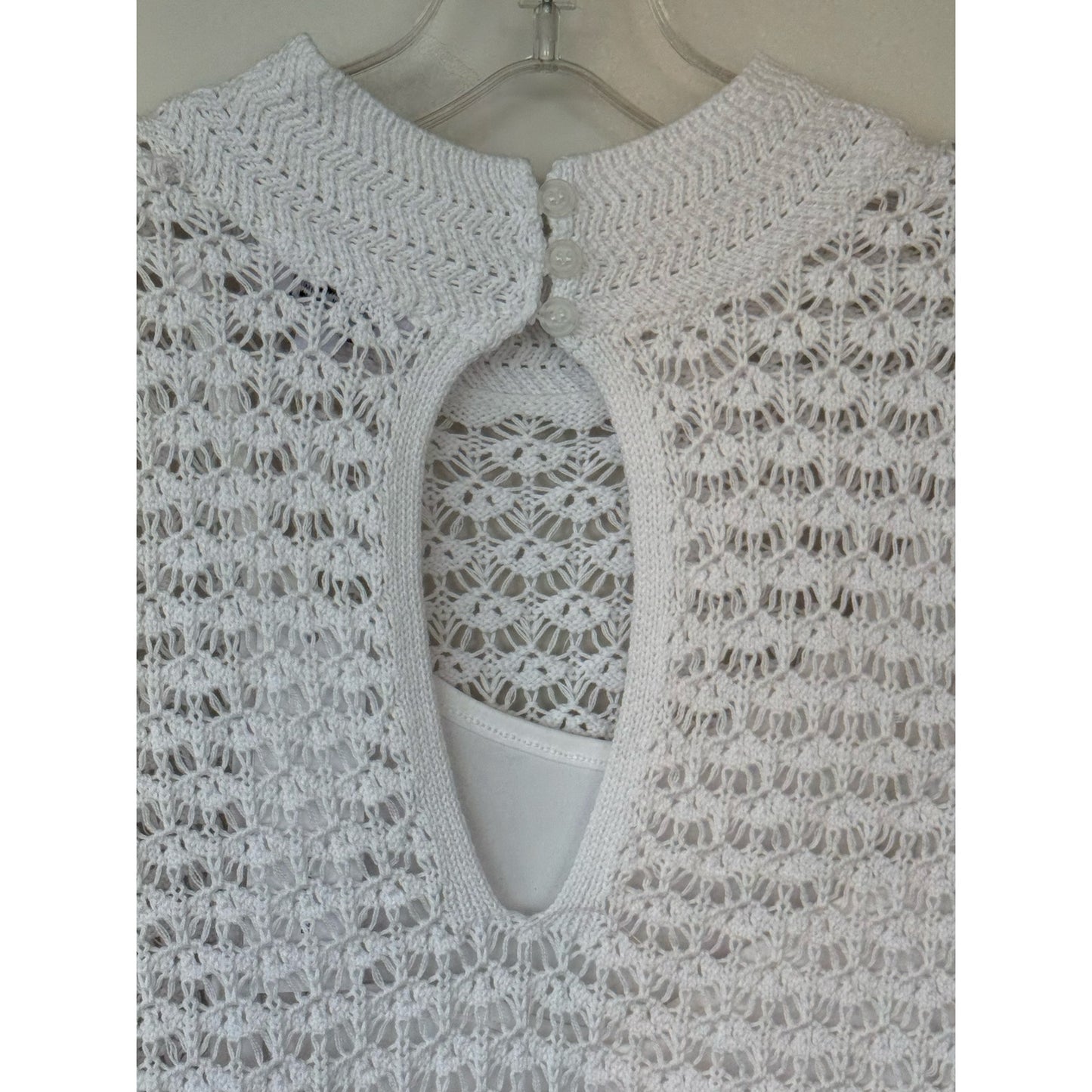 525 Born in BKLYN Crochet Knit Dress – Size Large – Bleach White NEW