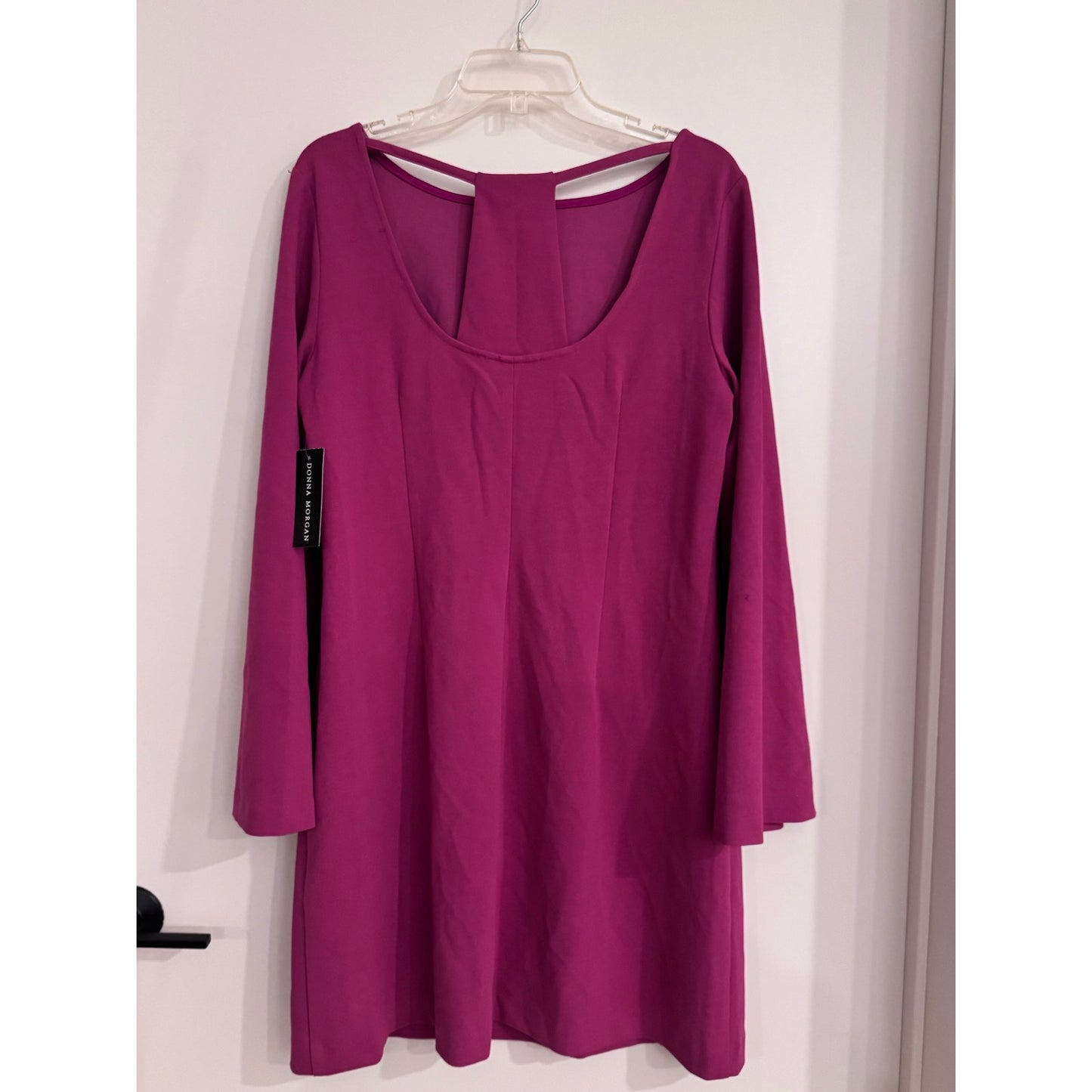 Donna Morgan Raspberry Knit Dress | Size 14 | NEW | Split Sleeves & Back Cutout