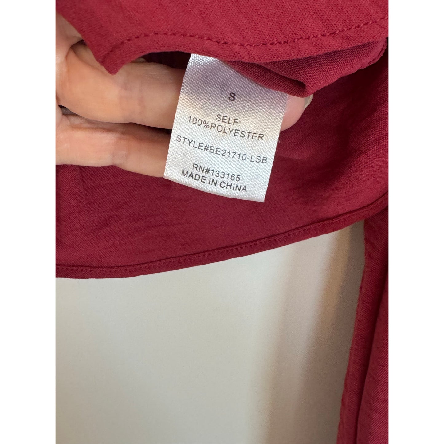 Altar’d State Long Sleeve Peplum Crop Top – Size Small – Red Wine Color