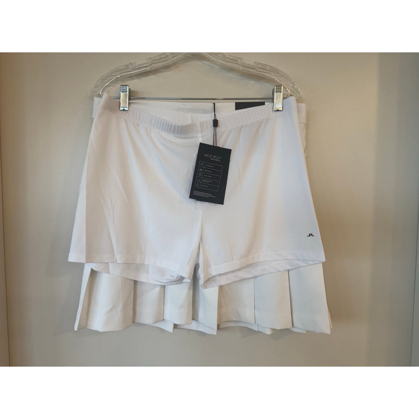 J.Lindeberg Adina Pleated Golf Skirt | Large | NEW White Includes Matching Shorts