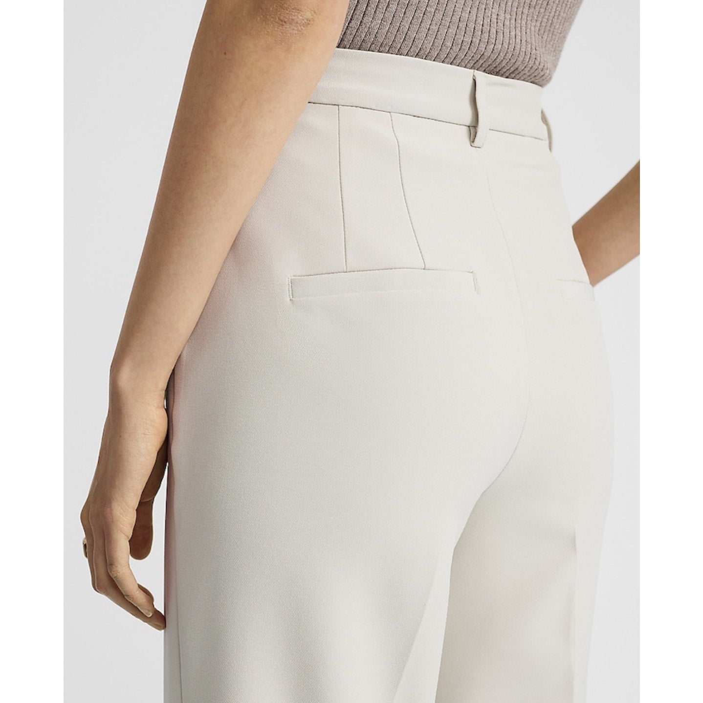 Express Editor Super High Waist Ankle Pant – Warm Ivory NWT