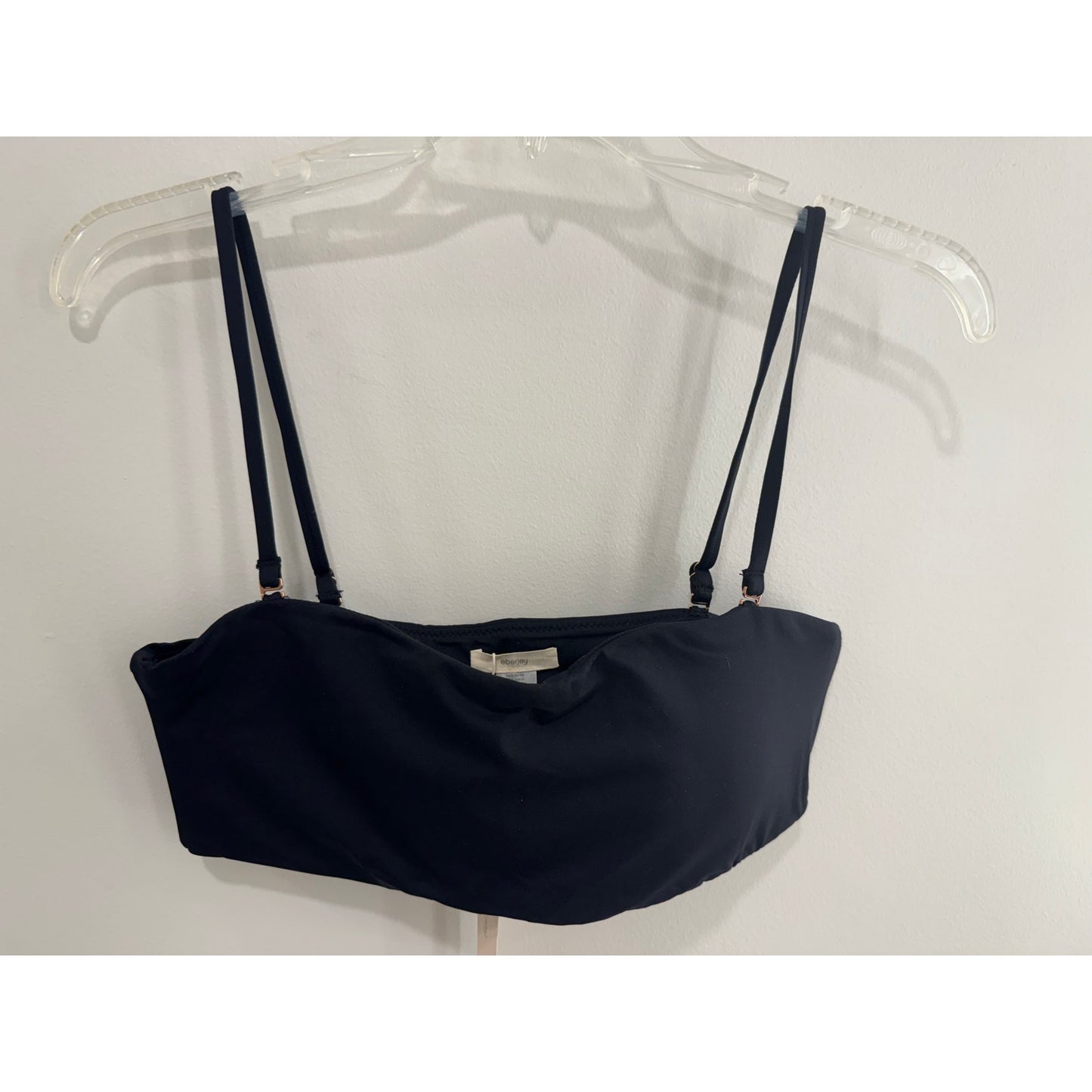 Eberjey So Solid Summer Bandeau Bikini Top | Black | Size Large NEW