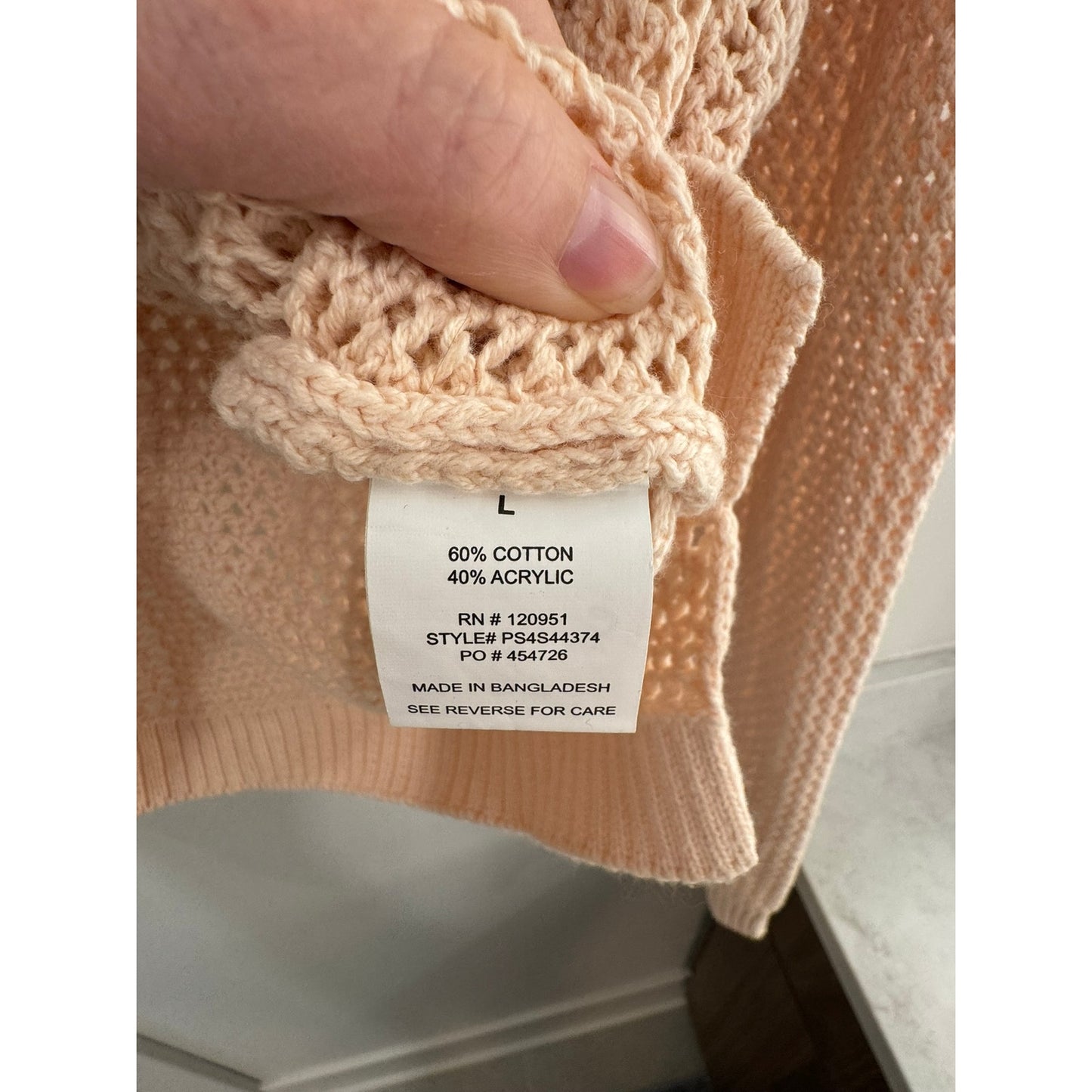 Pink Rose Zip-Up Hoodie Sweater | Sun Bleached Melon | Size Large NWT
