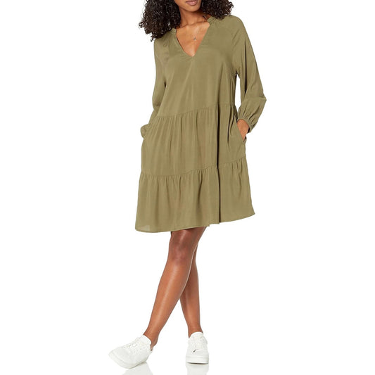 The Drop @CaralynMirand Ruffle-Neck Tiered Dress | NEW | Size Large