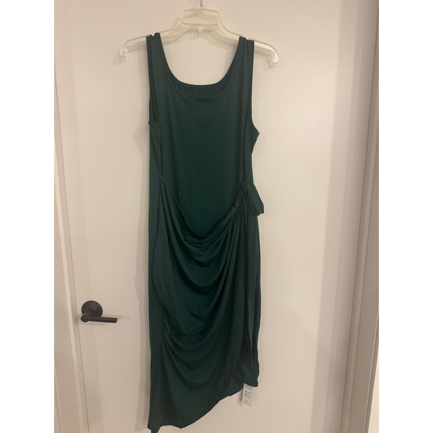 Cupshe Chic Cascade Green Midi Dress NEW Sleeveless Ruched Tie Side Dress Large