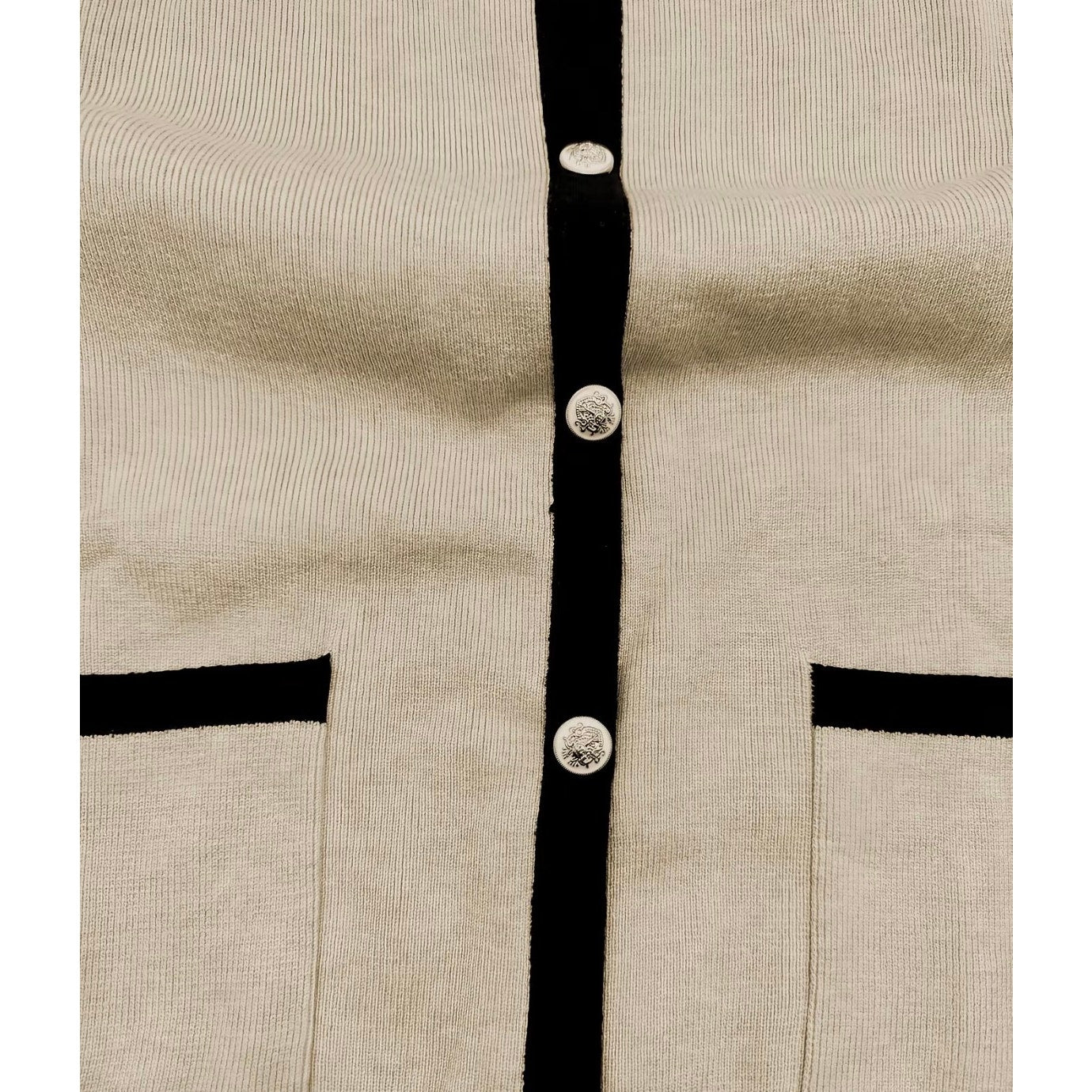 Herfan Women's Contract Binding Button Front Fitted Cardigan | XL