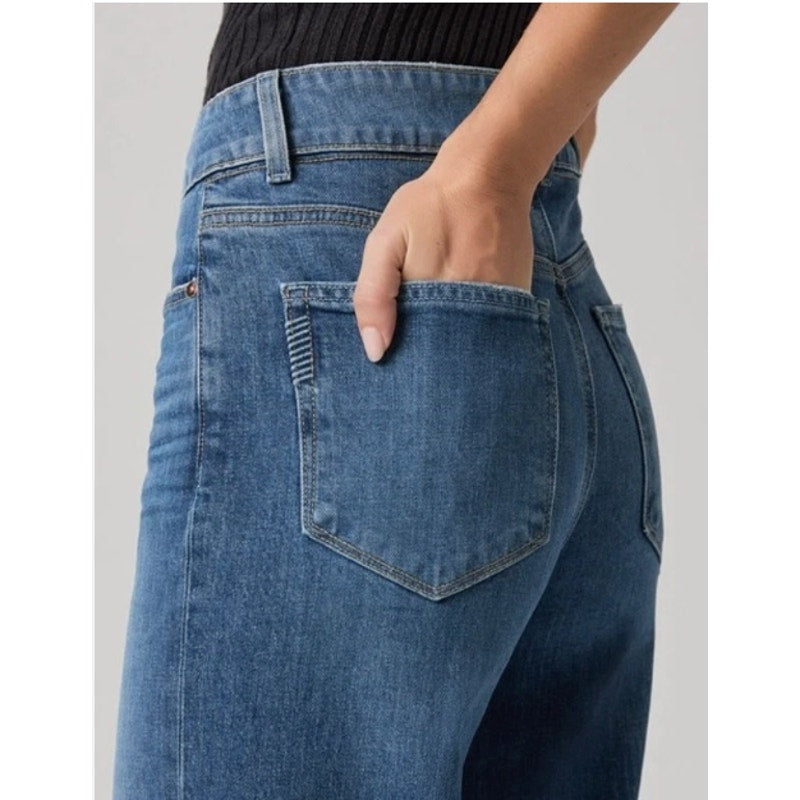 PAIGE Sasha Wide Leg Jeans Size 31 Stefania Distressed High Rise Denim 32” Inseam