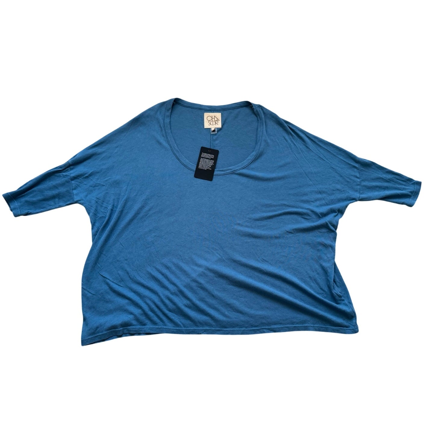 CHASER Oversized Scoop Neck Top | Blue | Size Medium NWT