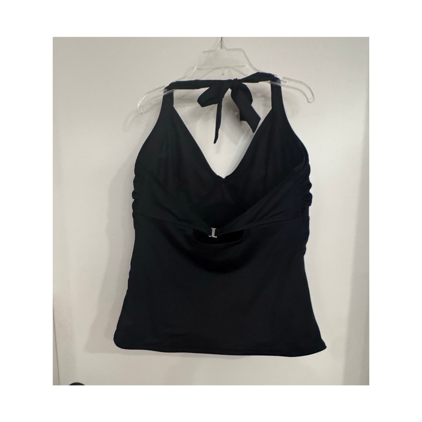 Athleta Black Halter Tankini Top 40DD Supportive Swimwear Shelf Bra