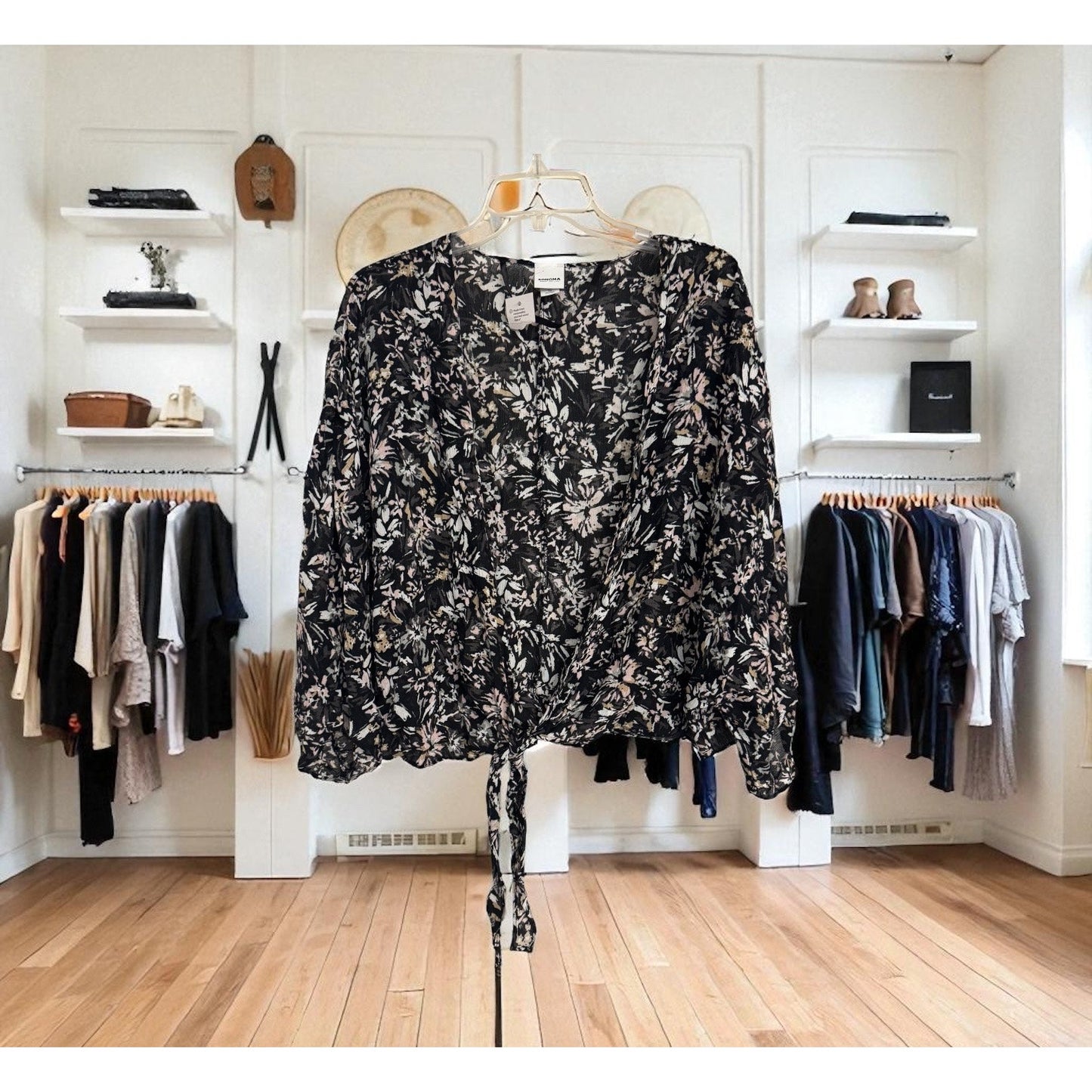 Sonoma Floral Tie-Front Blouse – EcoVero Viscose – NWT