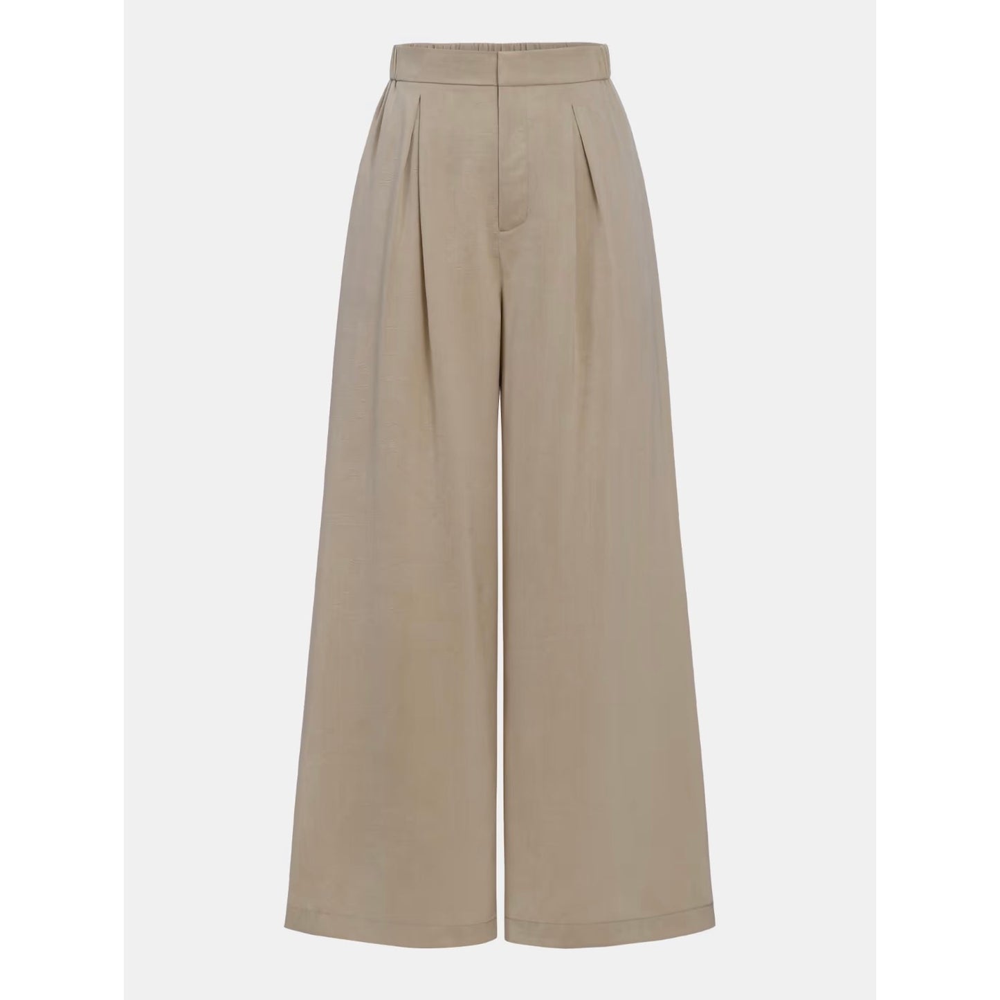 Cupshe Beige High Rise Wide Leg Trousers Elastic Waist Size Medium NWT