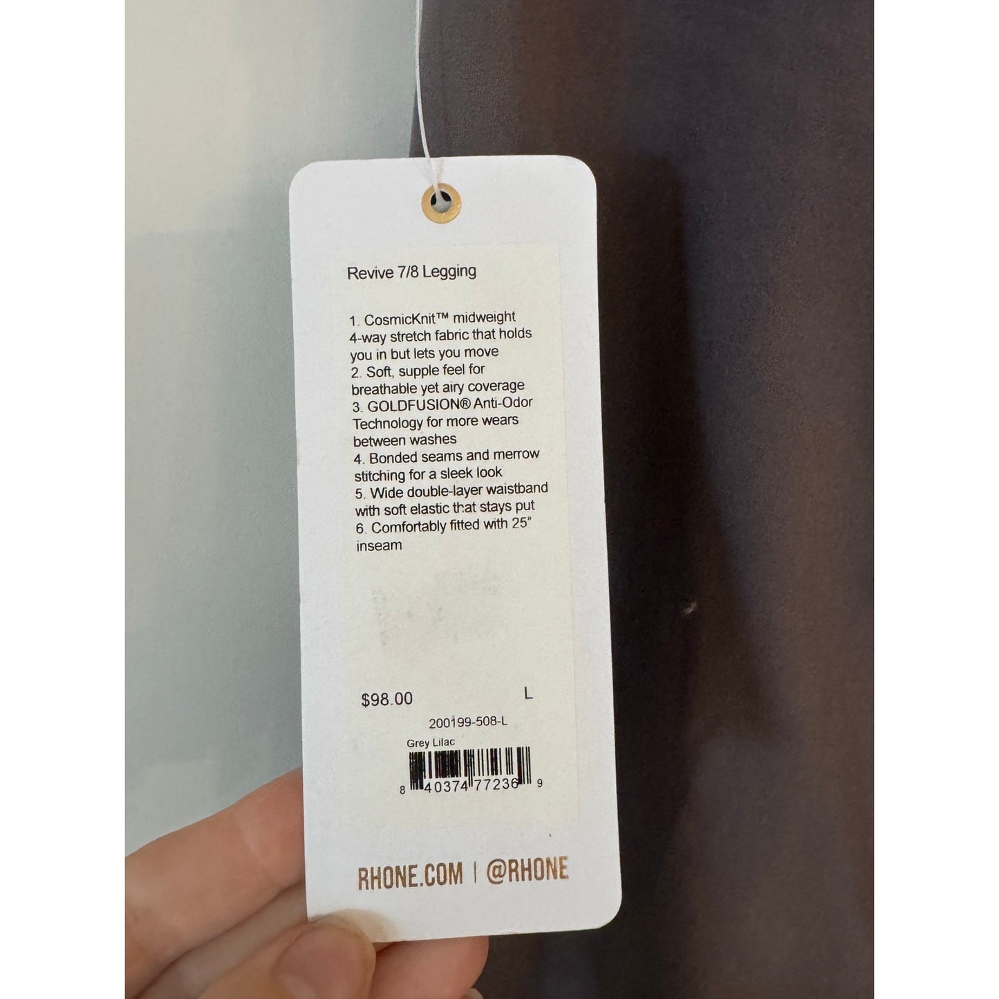 Rhone Revive 7/8 Leggings Gray Lilac High Rise | Size Large NEW