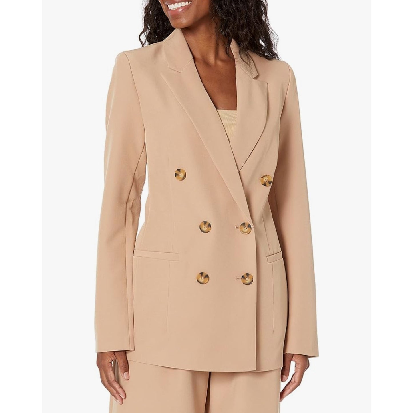 The Drop Women’s Kurt Double-Breasted Blazer | Tan | Size Large NEW