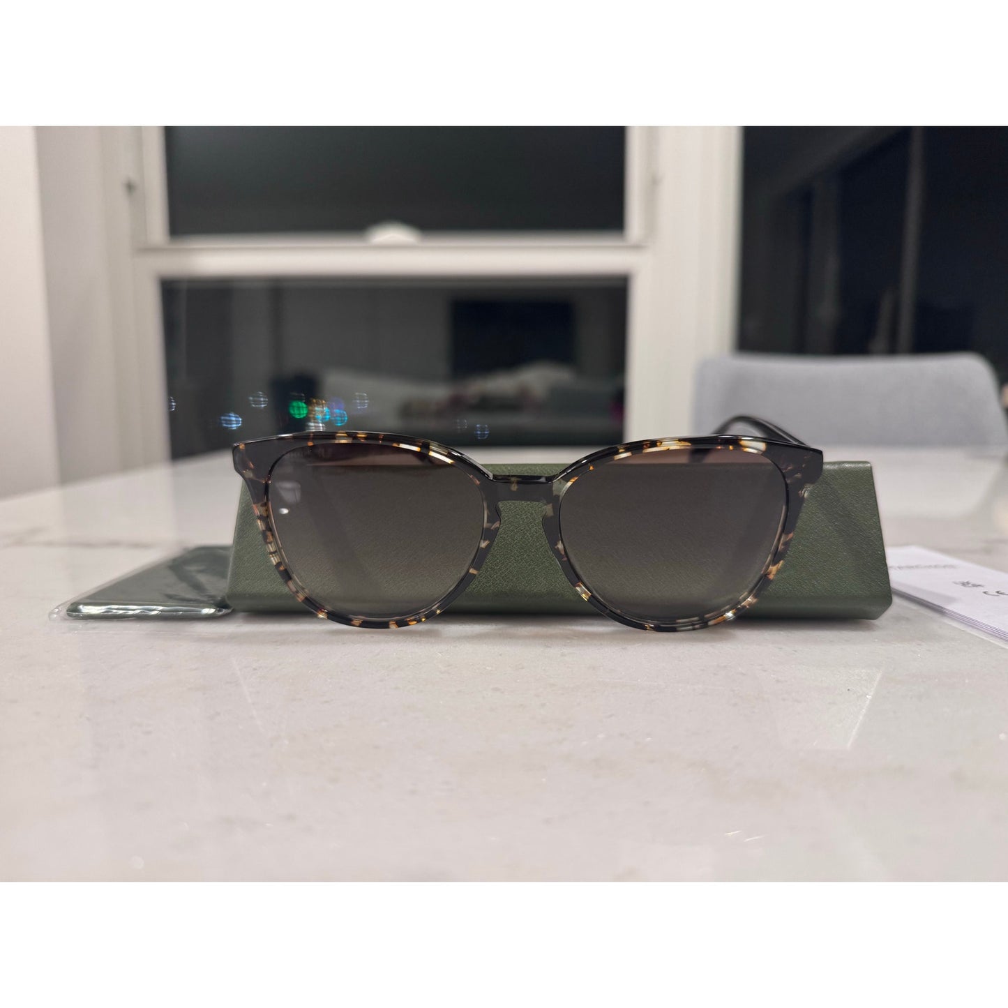 Longchamp Tortoise Round Sunglasses Brown Gradient Lens w Case NEW
