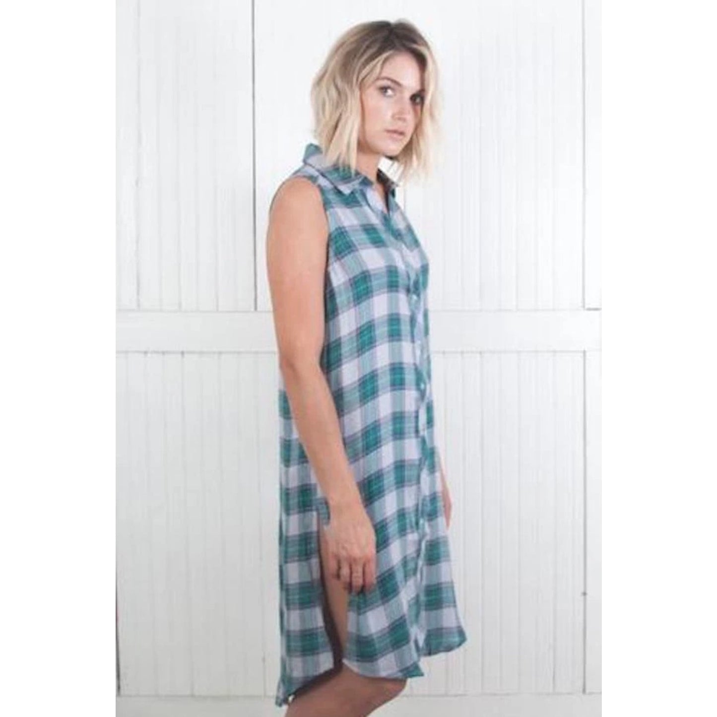 THE LAUNDRY ROOM Lonestar Button Up Shirt Dress | Clover Plaid | Size S NEW