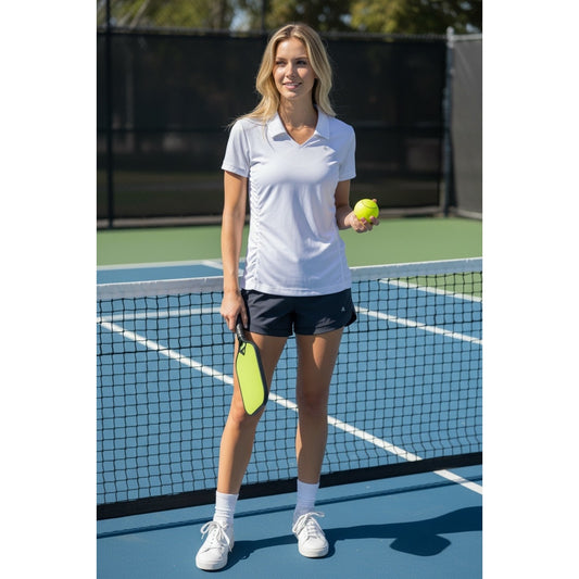 Athleta Birdie Polo White Ruched Golf Tennis Top XL Performance Shirt