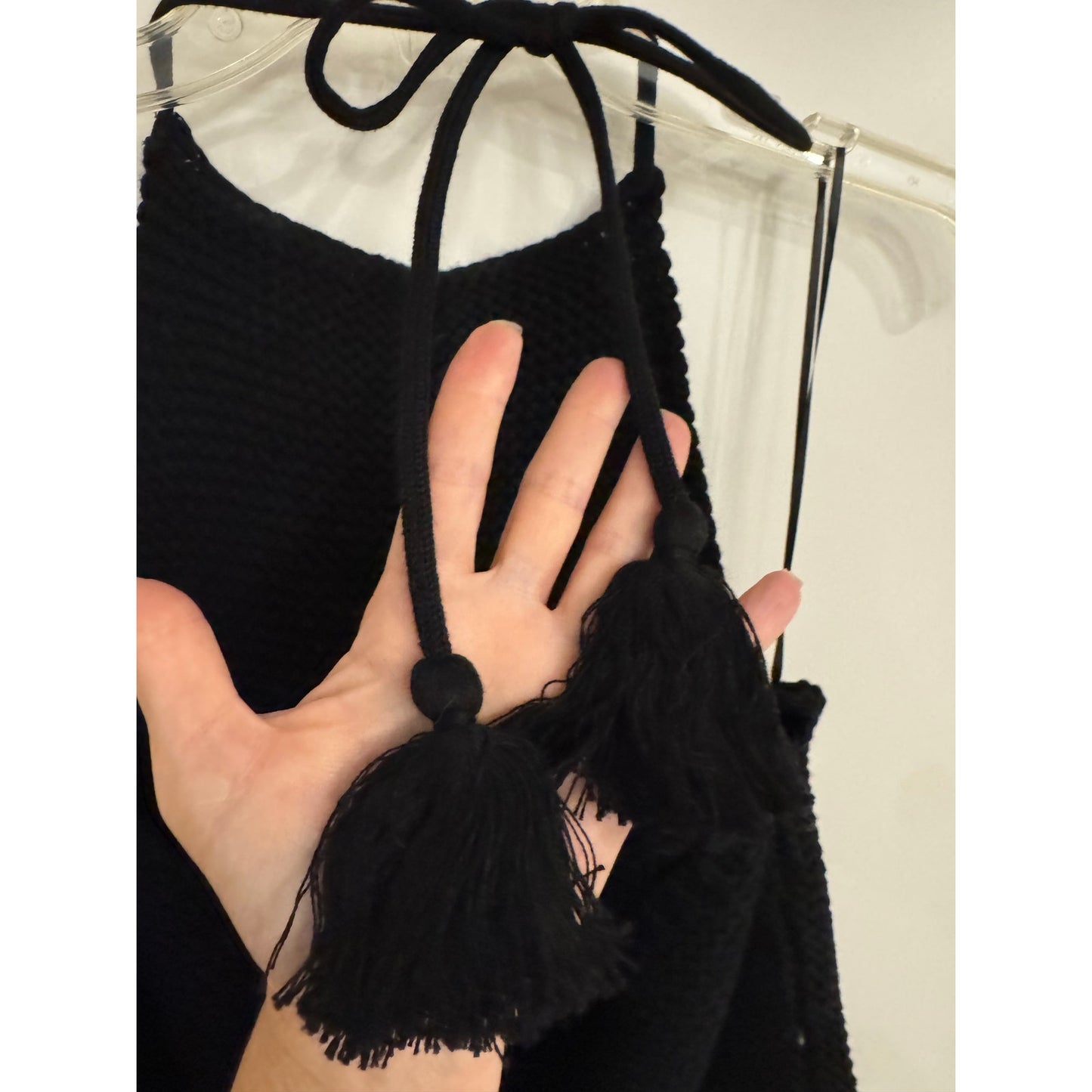 525 America Black Knit Halter Sweater Tank Top L NWT