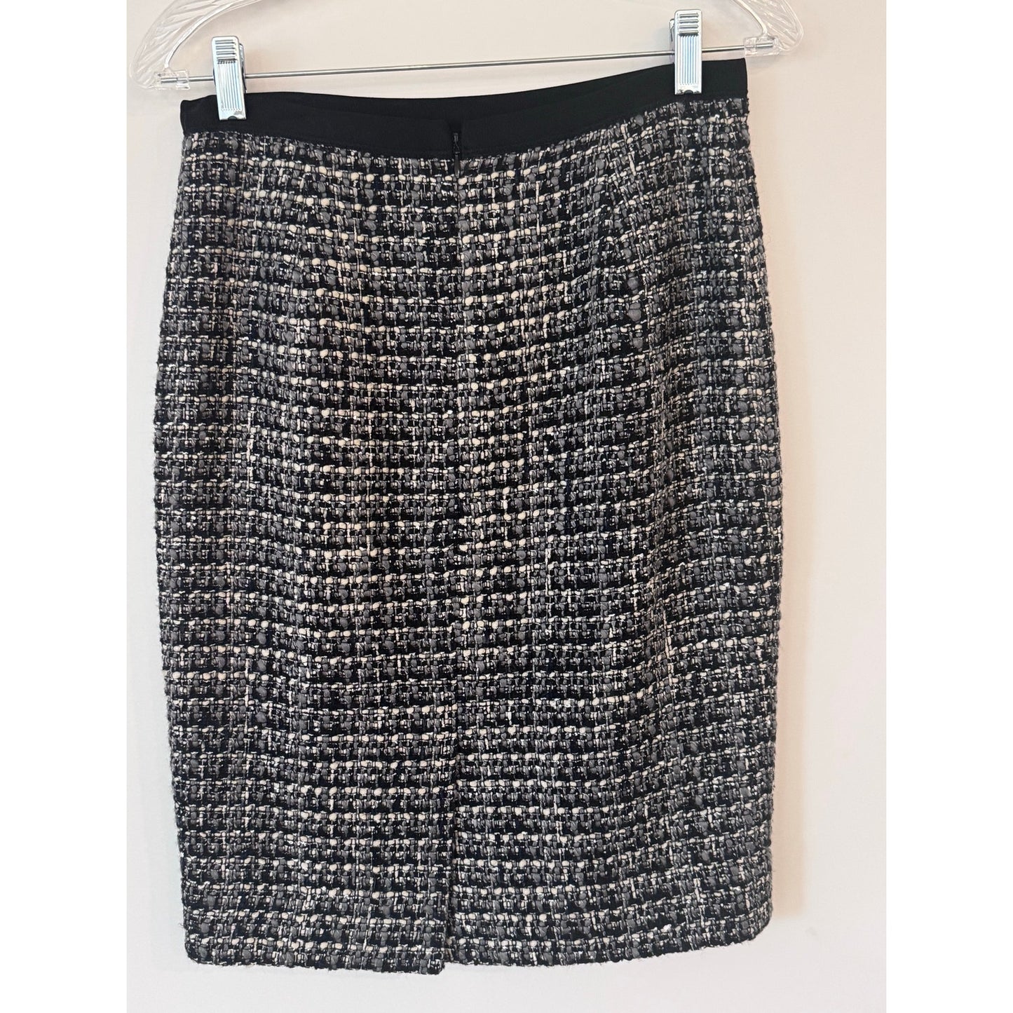 J.Crew No. 2 Pencil Skirt Tweed Black White Size 0 Work Classic