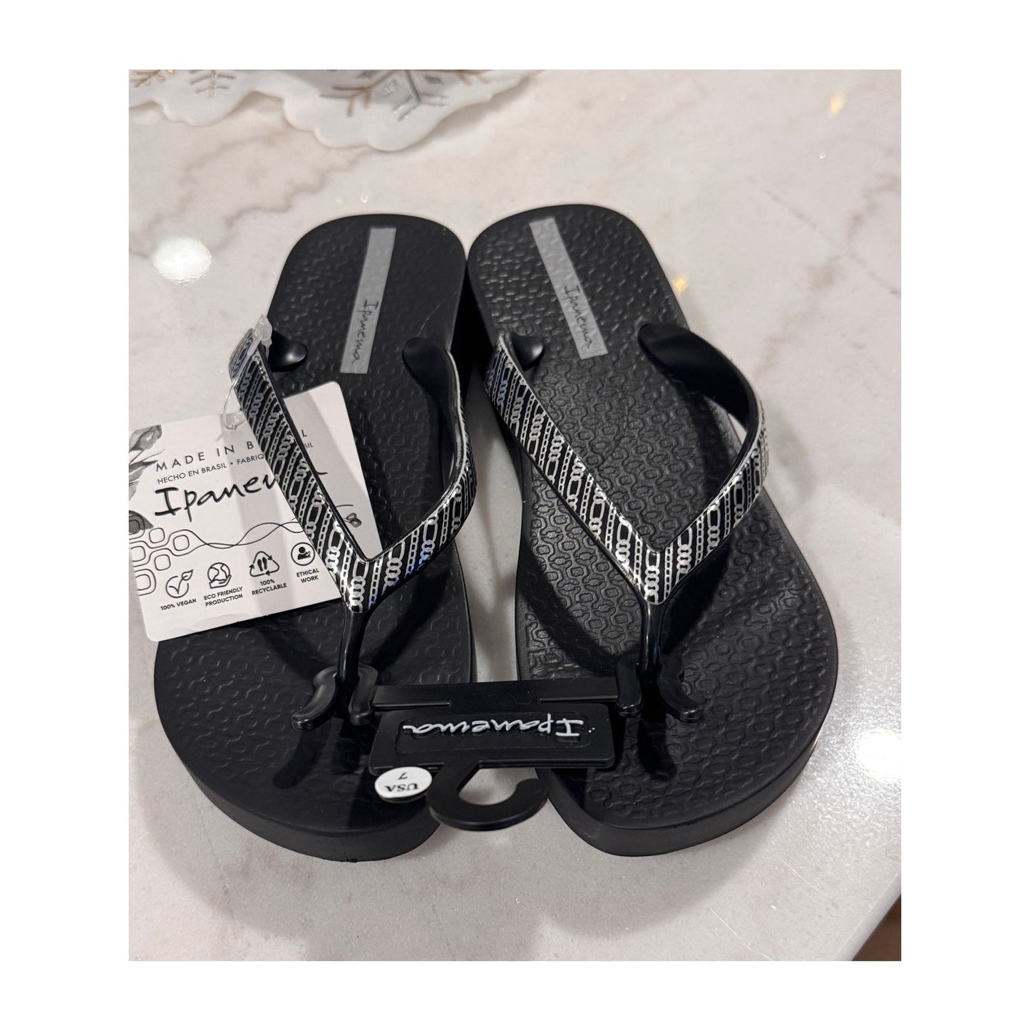 Ipanema Women’s Mesh IX Plat Wedge Flip Flops – Black NEW