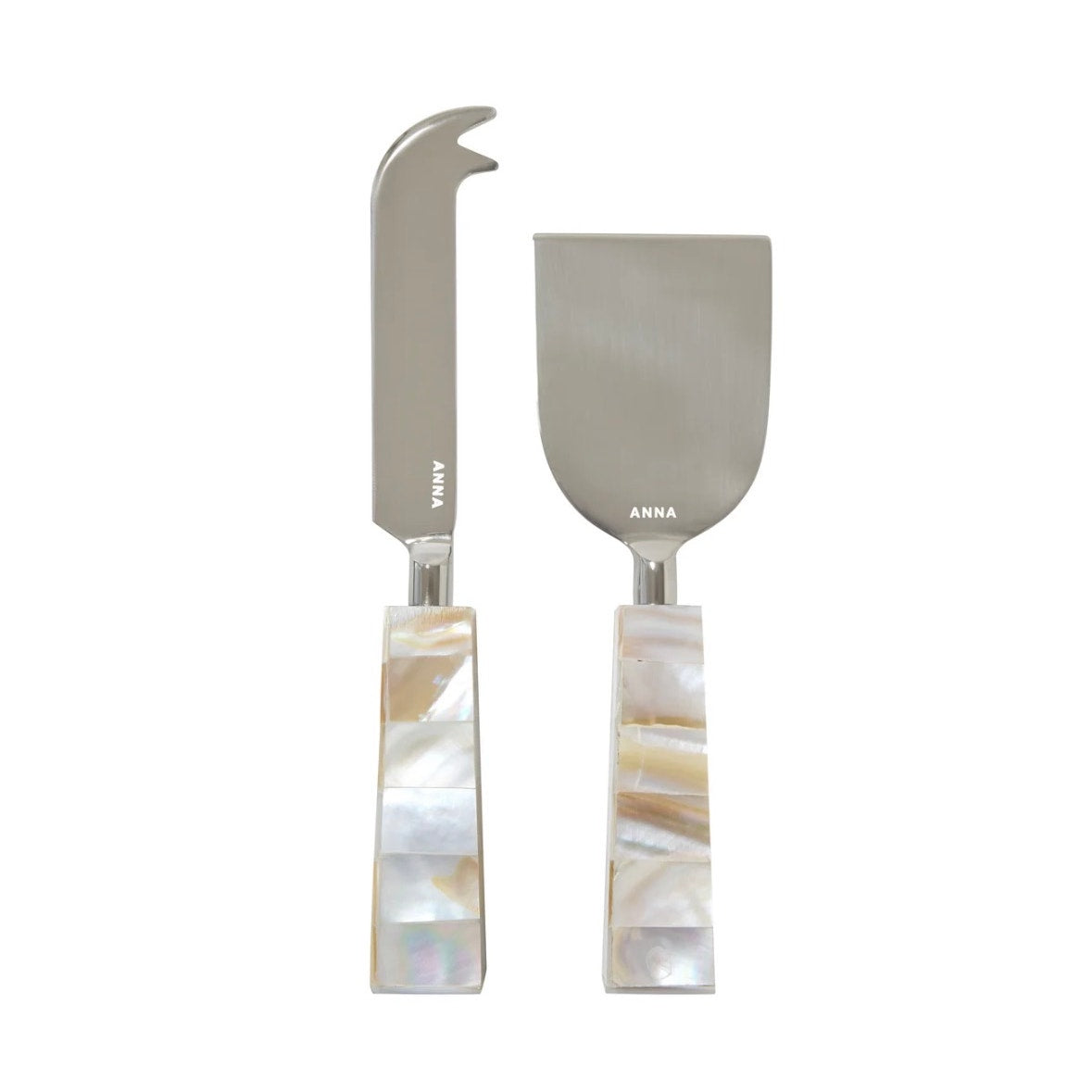 Anna New York Mother of Pearl Cheese Knife Set of 2 Stainless Steel Entertaining Gift