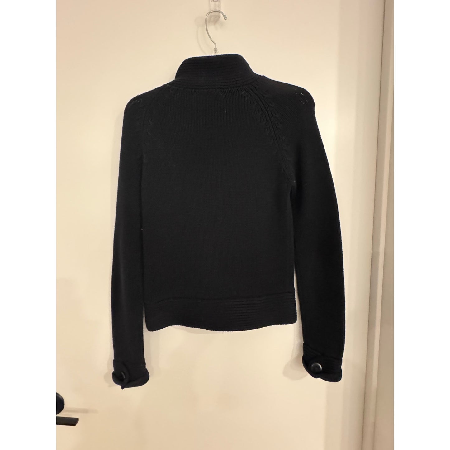 White House Black Market Black Knit Zip Sweater | X-Small | Asymmetrical Zip