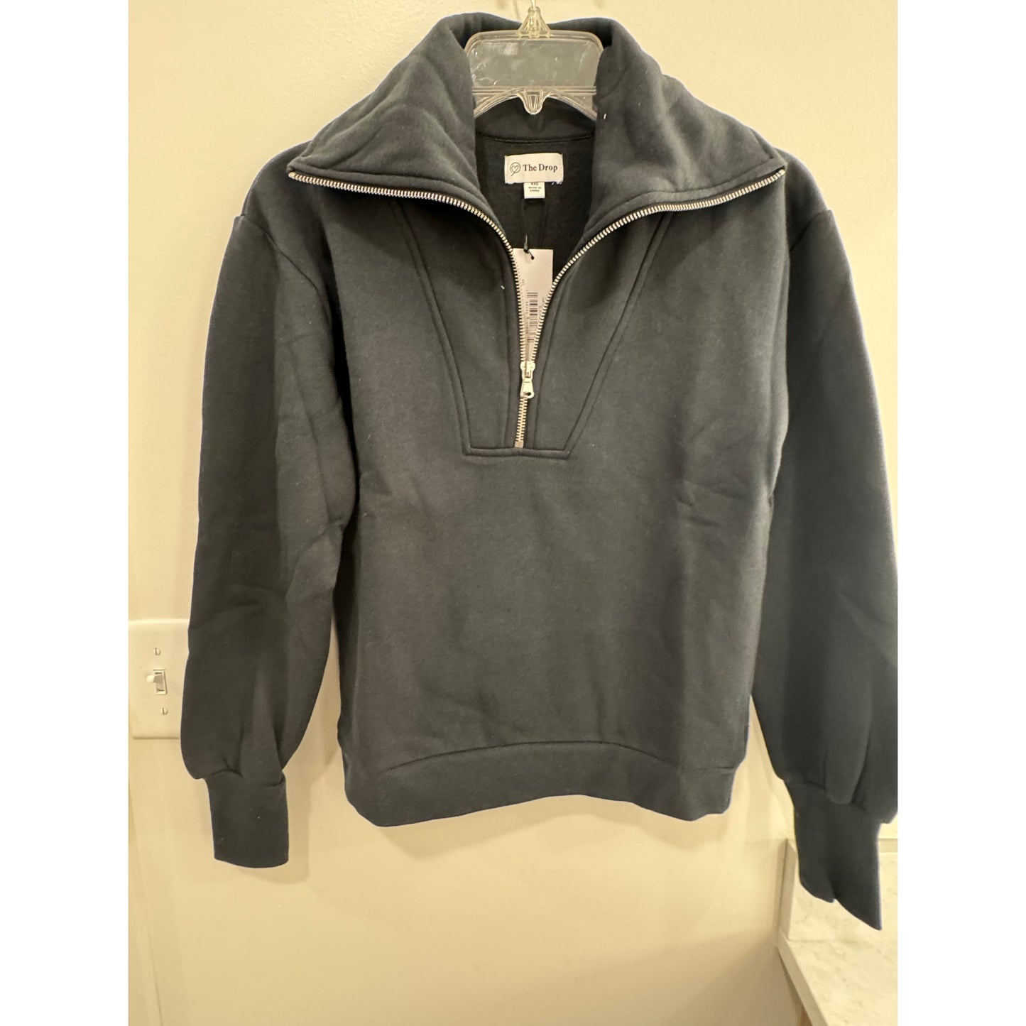 The Drop “Murphy” Half-Zip Sweatshirt |  Black | Size XS NWT