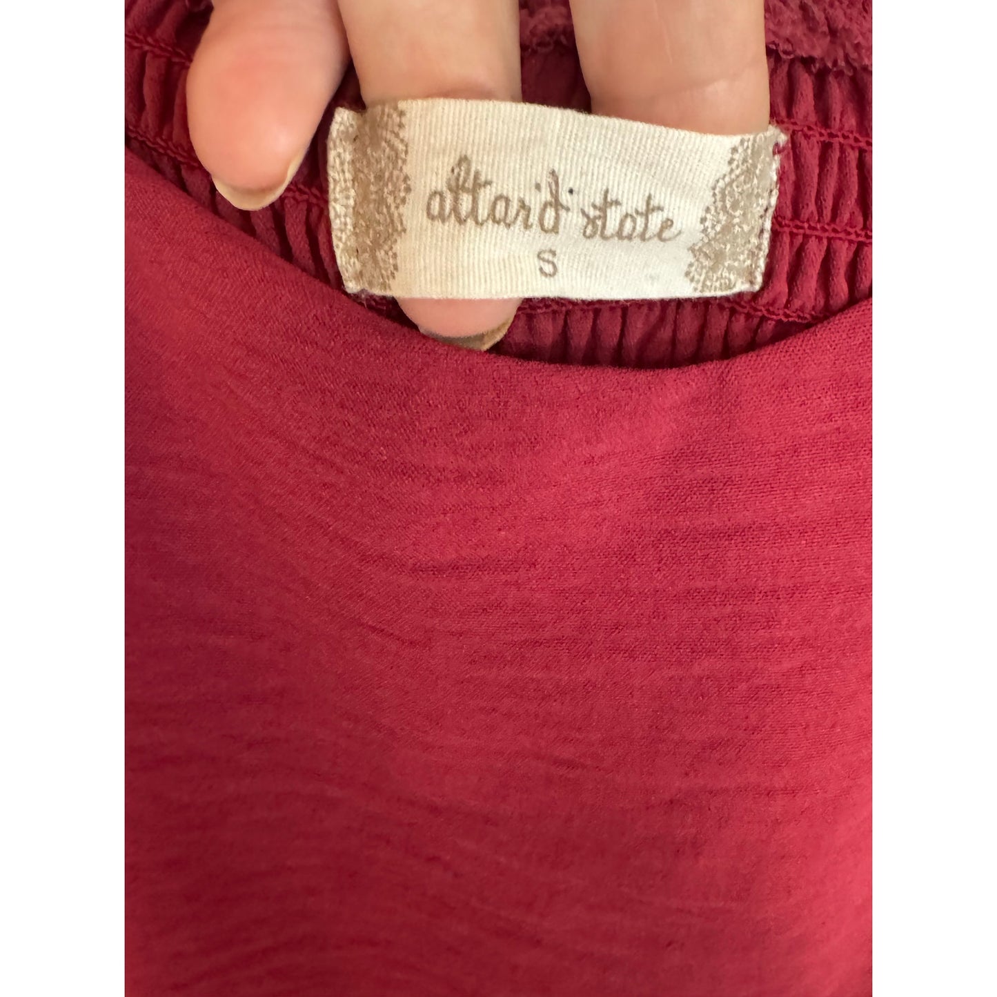 Altar’d State Long Sleeve Peplum Crop Top – Size Small – Red Wine Color