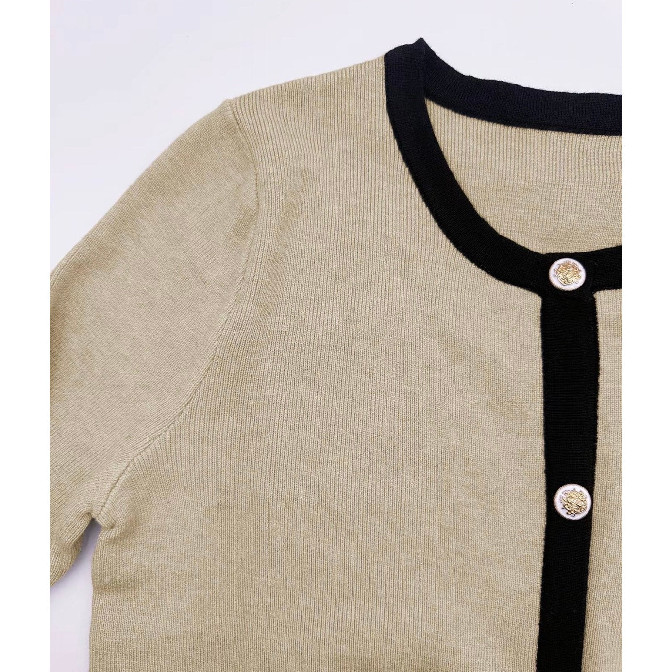 Herfan Women's Contract Binding Button Front Fitted Cardigan | XL