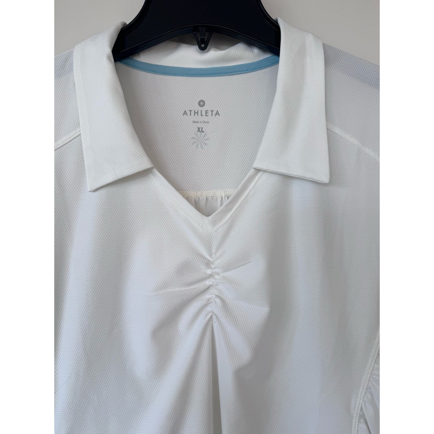 Athleta Birdie Polo White Ruched Golf Tennis Top XL Performance Shirt