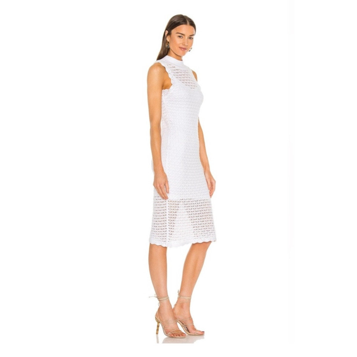 525 Born in BKLYN Crochet Knit Dress – Size Large – Bleach White NEW