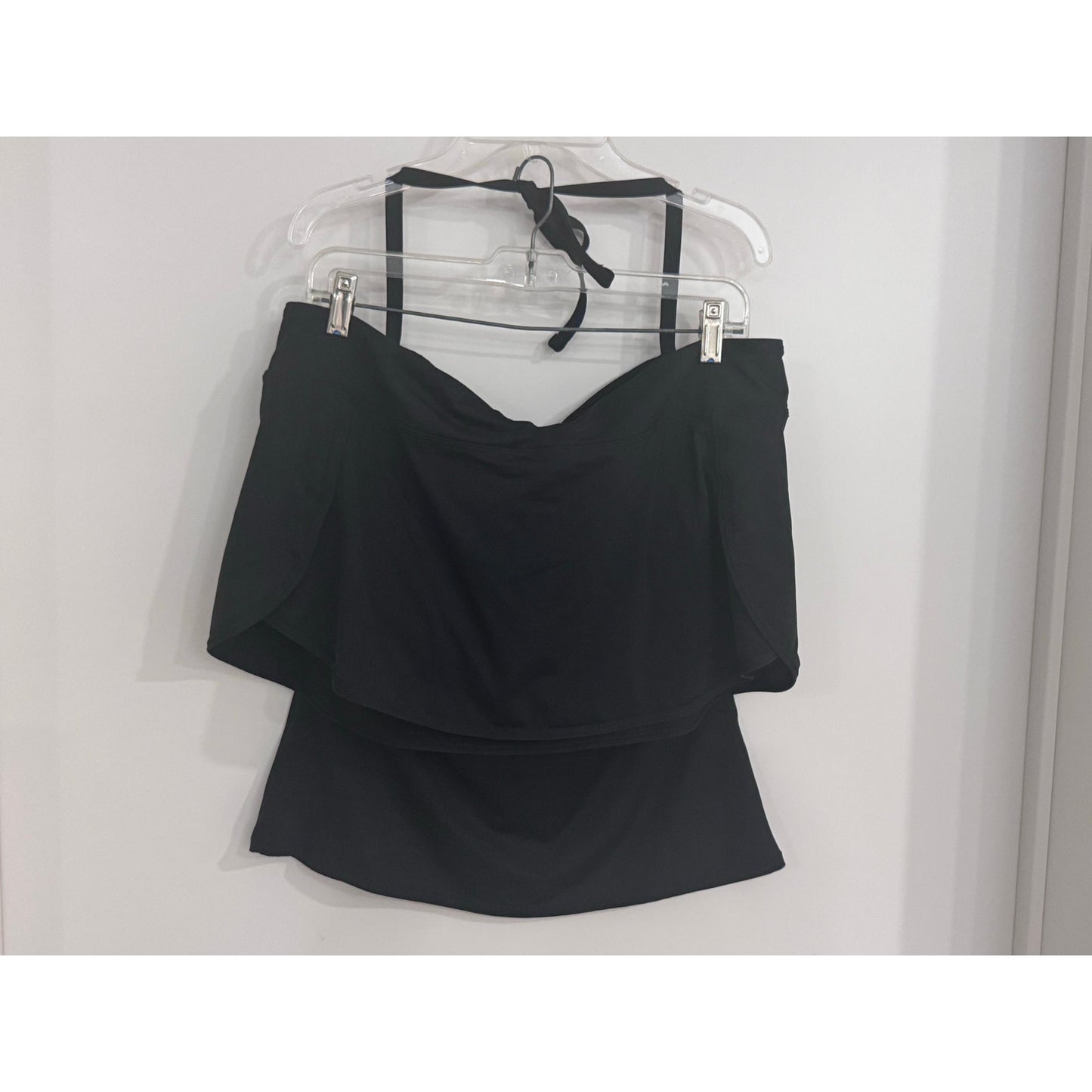Athleta Black Tankini + Swim Skirt Set | Bra Sized 38D DD Halter Swimwear XL