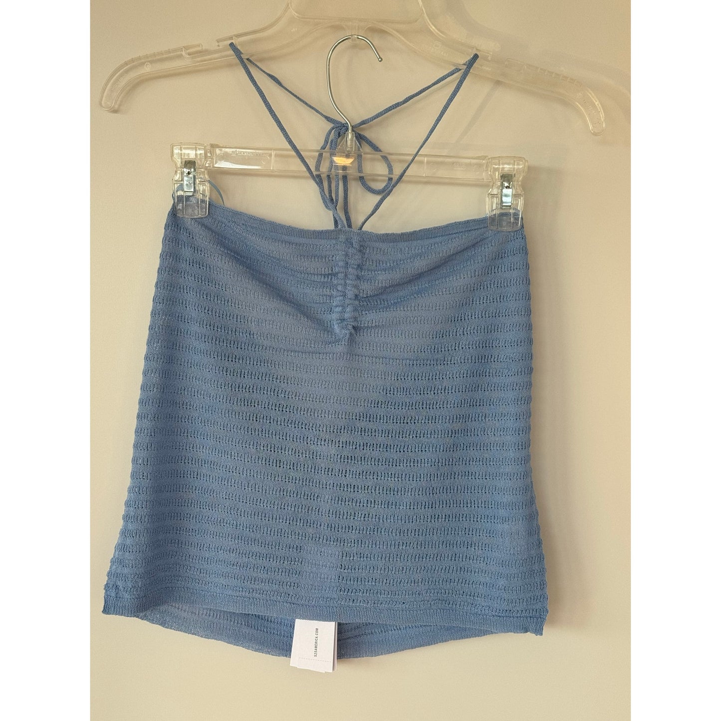 525 America Waterfall Blue Knit Halter Tank Top | Size Small NEW