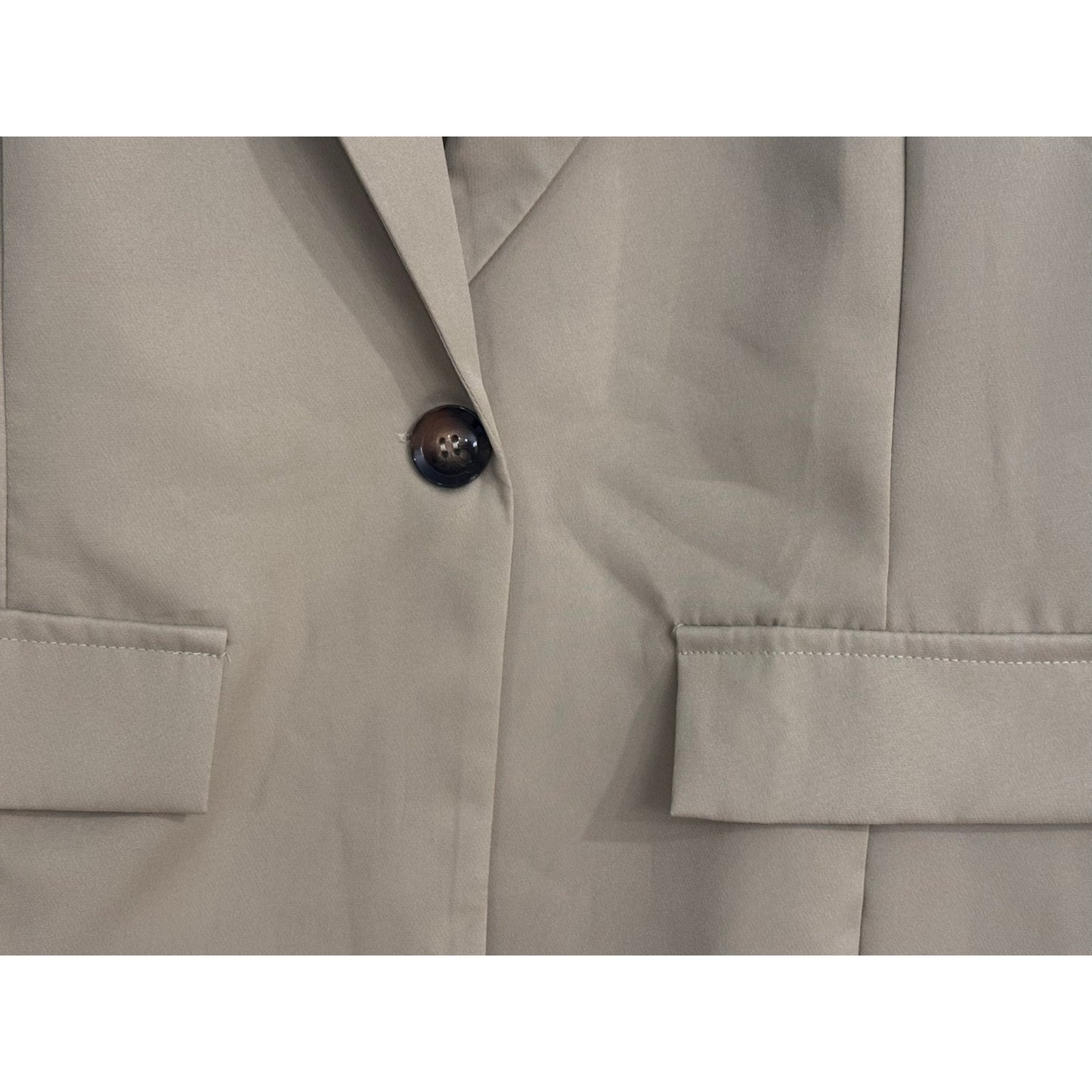 Neutral Blazer Cotton Minimalist One Button Jacket Large NEW