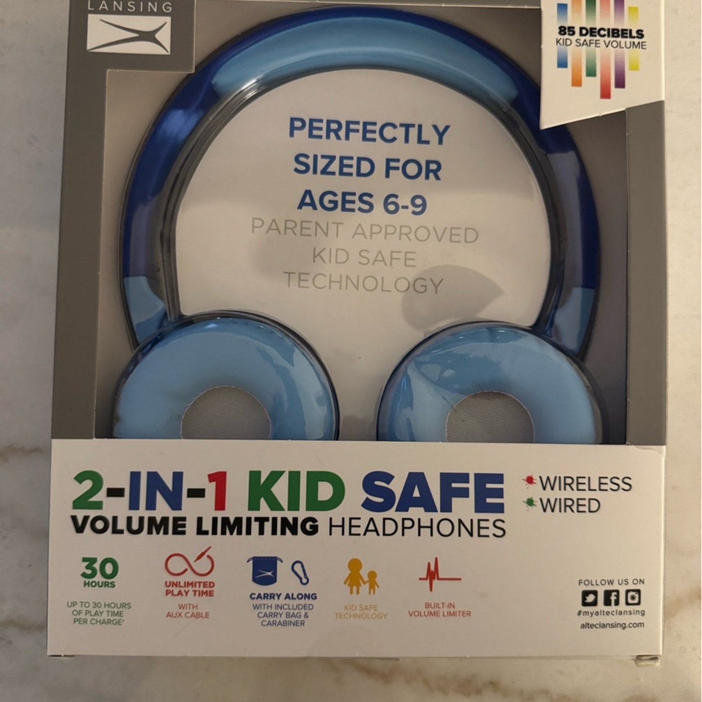 Altec Lansing 2-in-1 Kid Safe Headphones – Wireless & Wired NEW