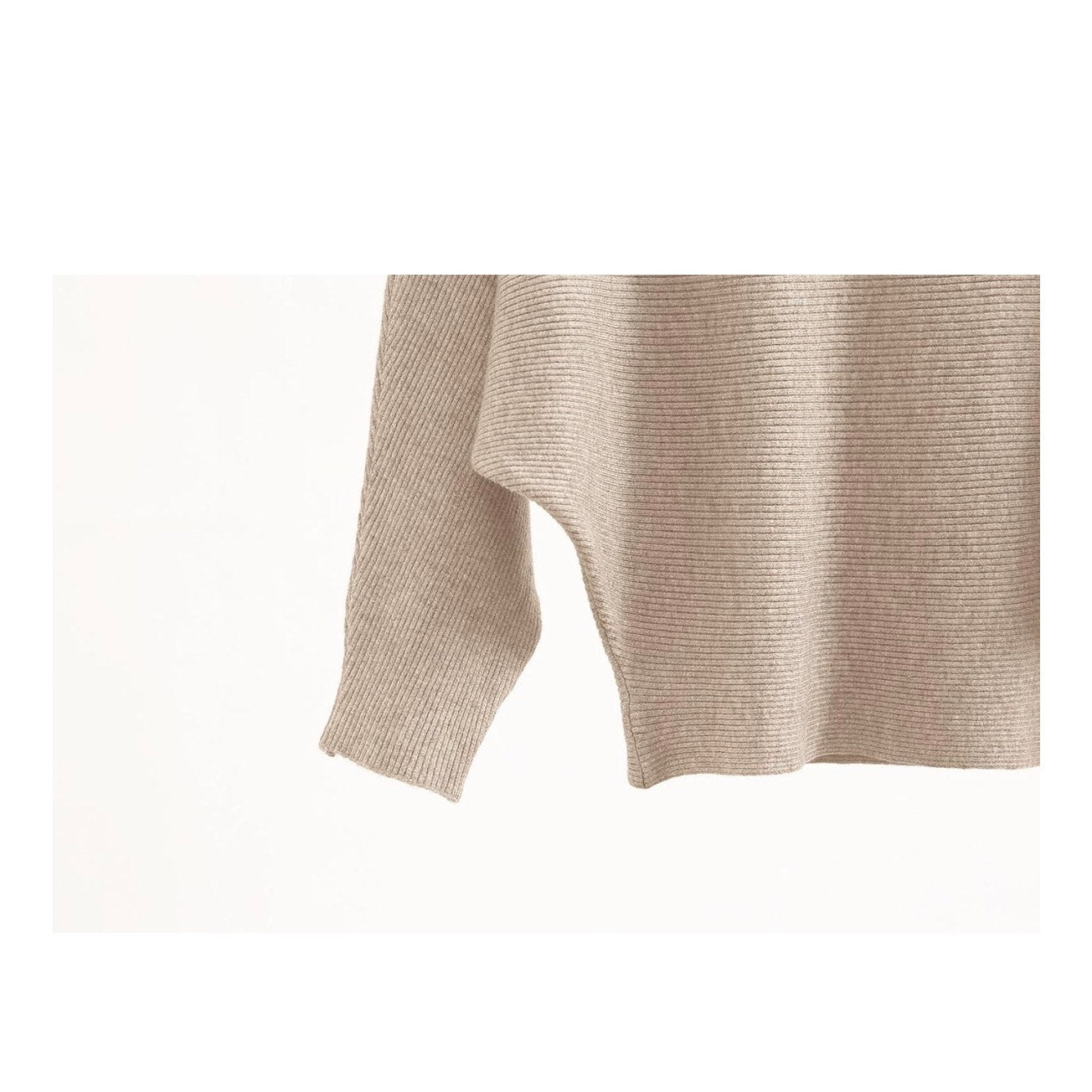 GABERLY Tan Boat Neck Batwing Dolman Ribbed Knit Oversized Sweater One Size NEW