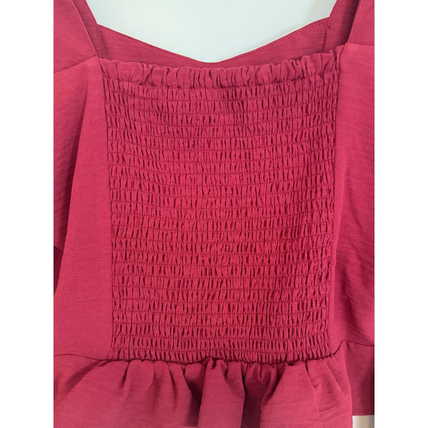 Altar’d State Long Sleeve Peplum Crop Top – Size Small – Red Wine Color