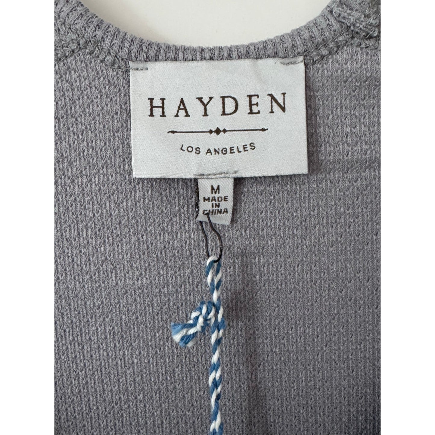 Hayden Los Angeles Silver Textured Knit Dress Medium NEW Strappy Neck 3/4 Sleeve