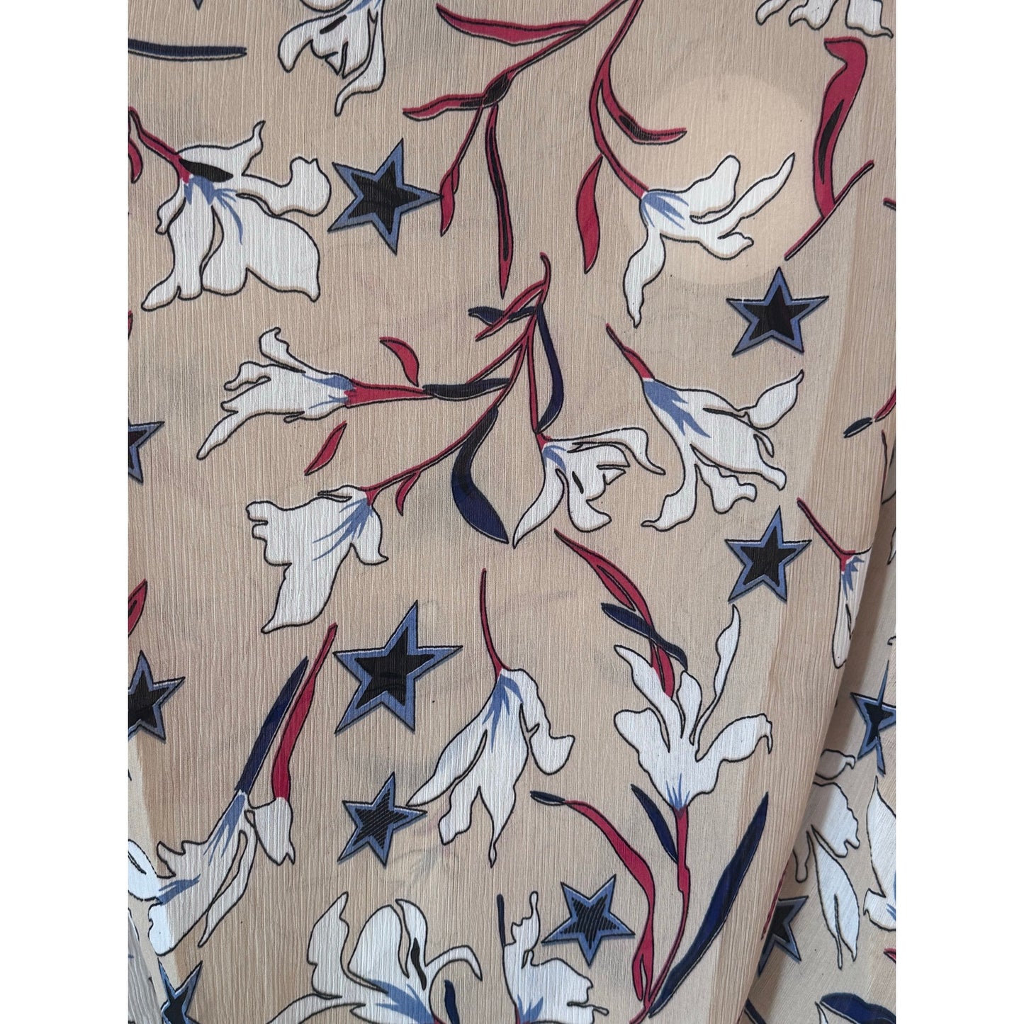 Hayden LA Ivory Mix Floral Star Print Tie Front Blouse | Size Medium