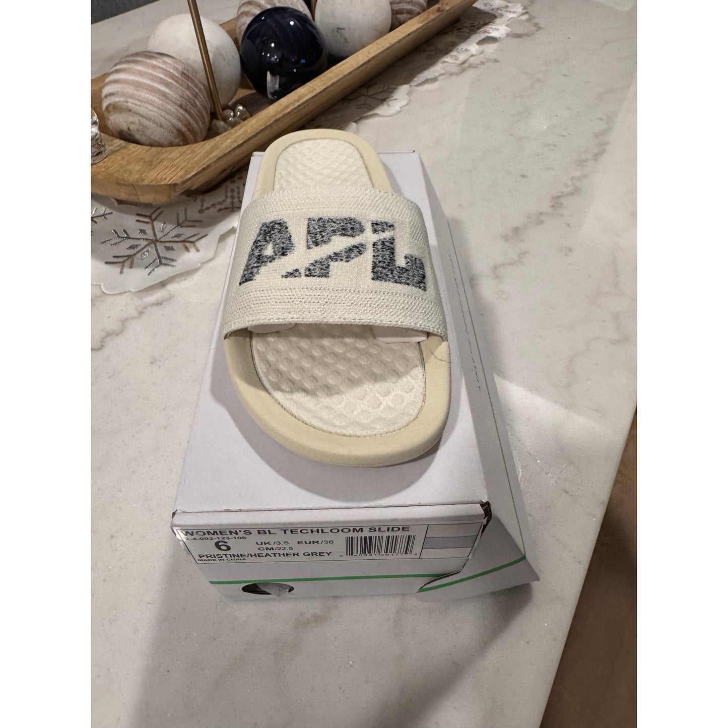APL Women’s Big Logo Techloom Slide – Pristine/Heather Grey | Size 6 | NEW