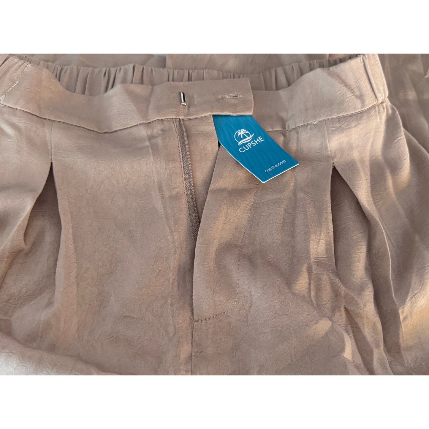 Cupshe Beige High Rise Wide Leg Trousers Elastic Waist Size Medium NWT