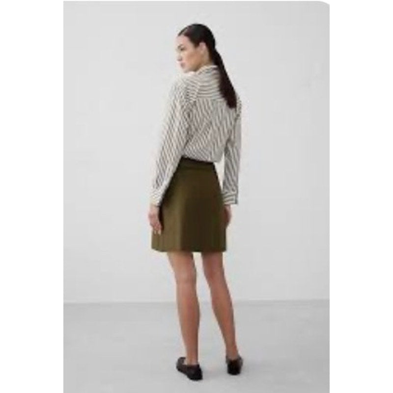 Banana Republic Belted Painter Skirt Size 14 Olive Green Utility Mini Cotton Lyocell